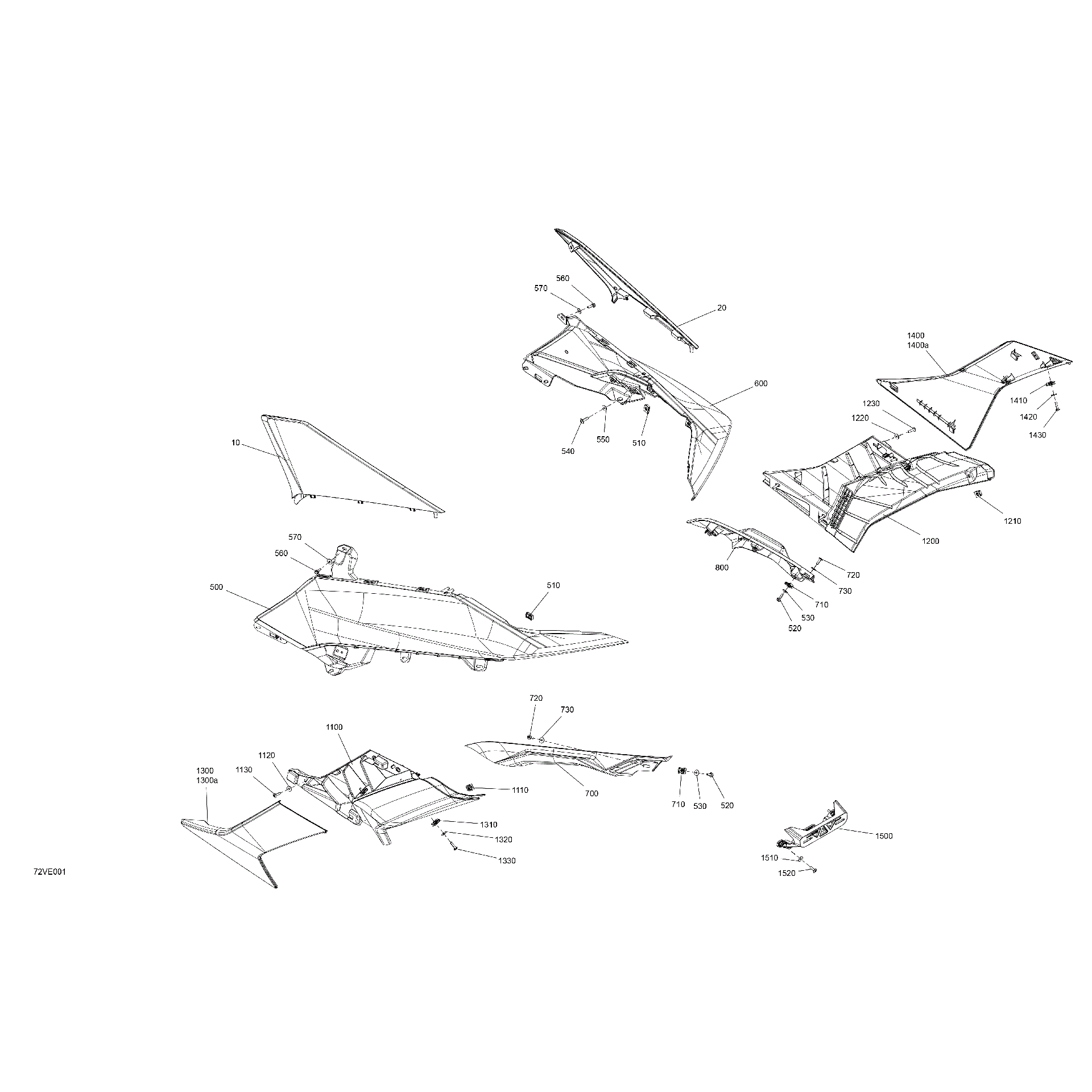 An Image of a Genuine Can-Am Parts Schematic Diagram showing the schematic - BODY - REAR SECTION