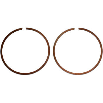 Two circular copper-colored piston rings with gaps, designed for engine assembly.