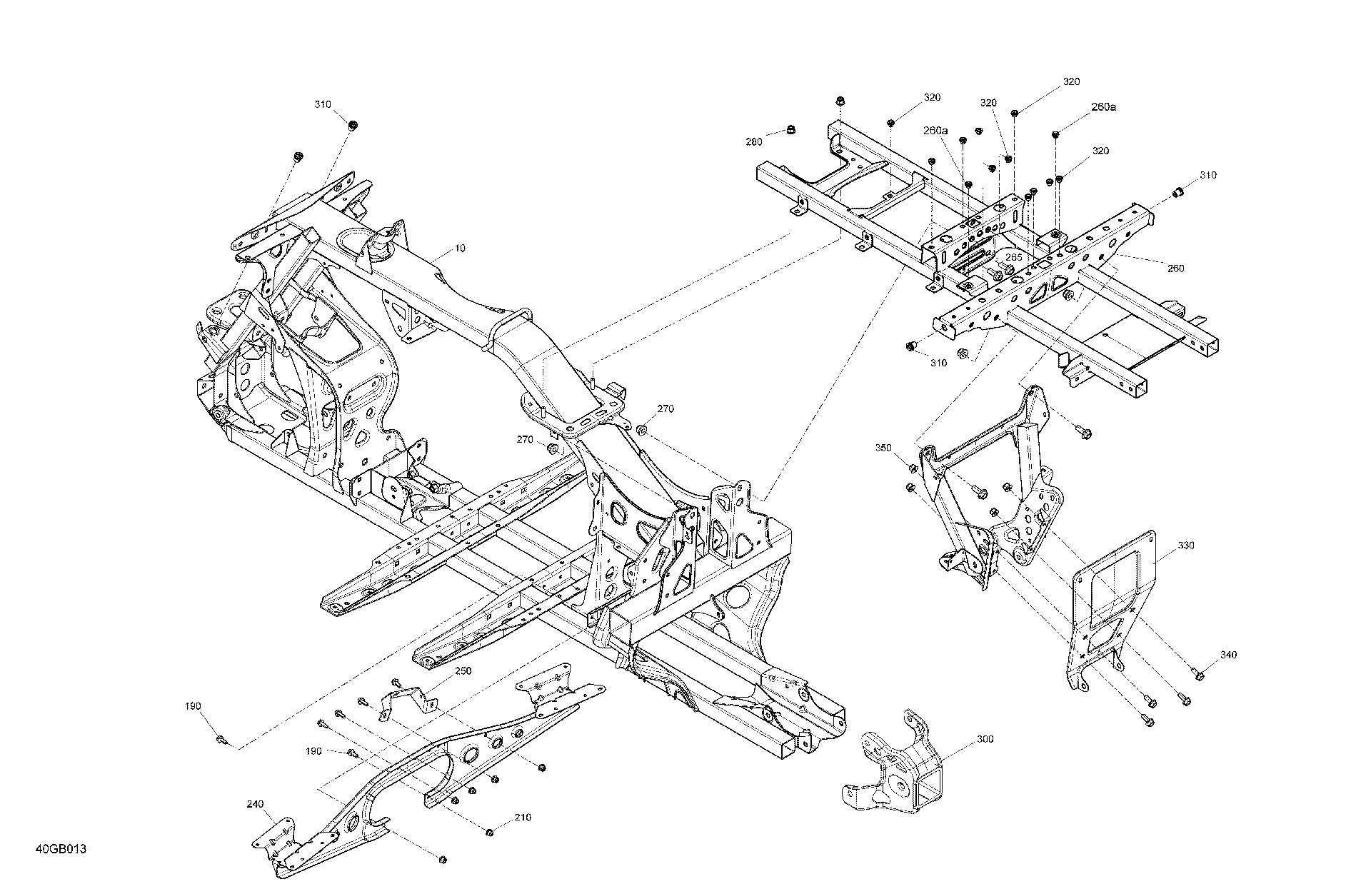 An Image of a Genuine Can-Am Parts Schematic Diagram showing the schematic - FRAME - SYSTEM