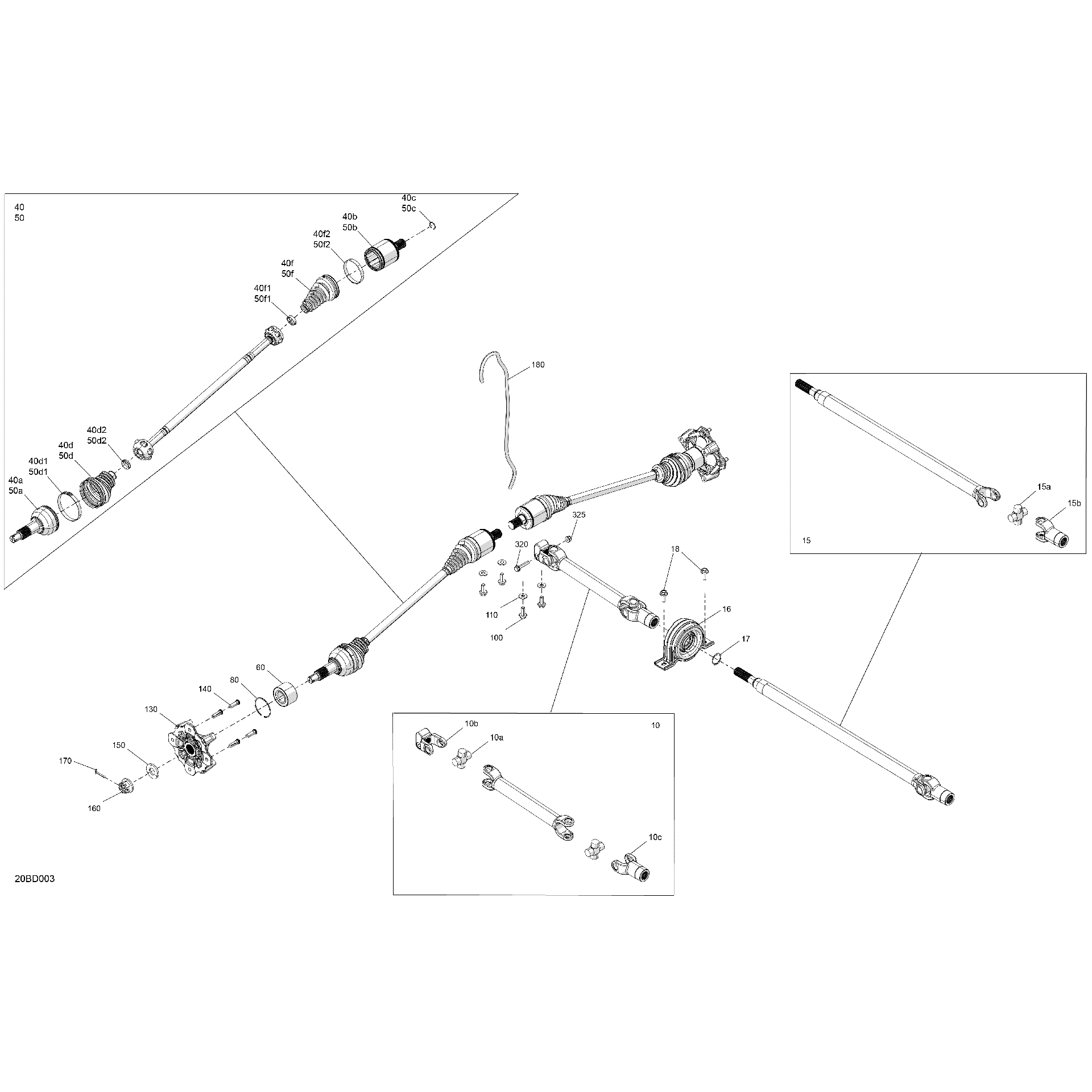 An Image of a Genuine Can-Am Parts Schematic Diagram showing the schematic - DRIVE - FRONT - COMMON PARTS