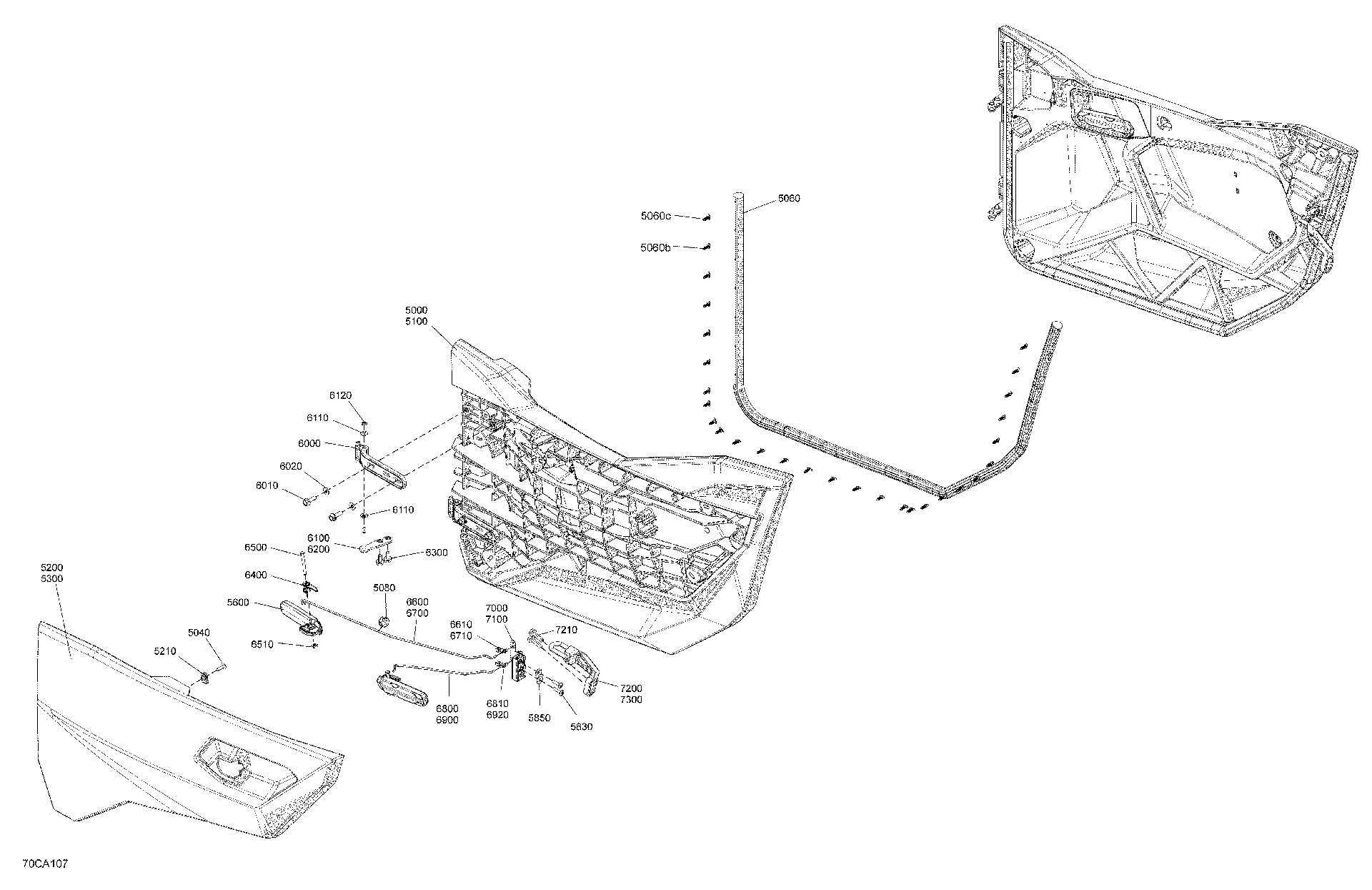 An Image of a Genuine Can-Am Parts Schematic Diagram showing the schematic - BODY - DOORS