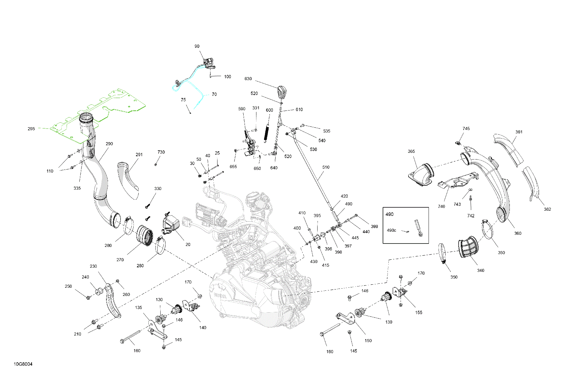 An Image of a Genuine Can-Am Parts Schematic Diagram showing the schematic - ENGINE - SYSTEM