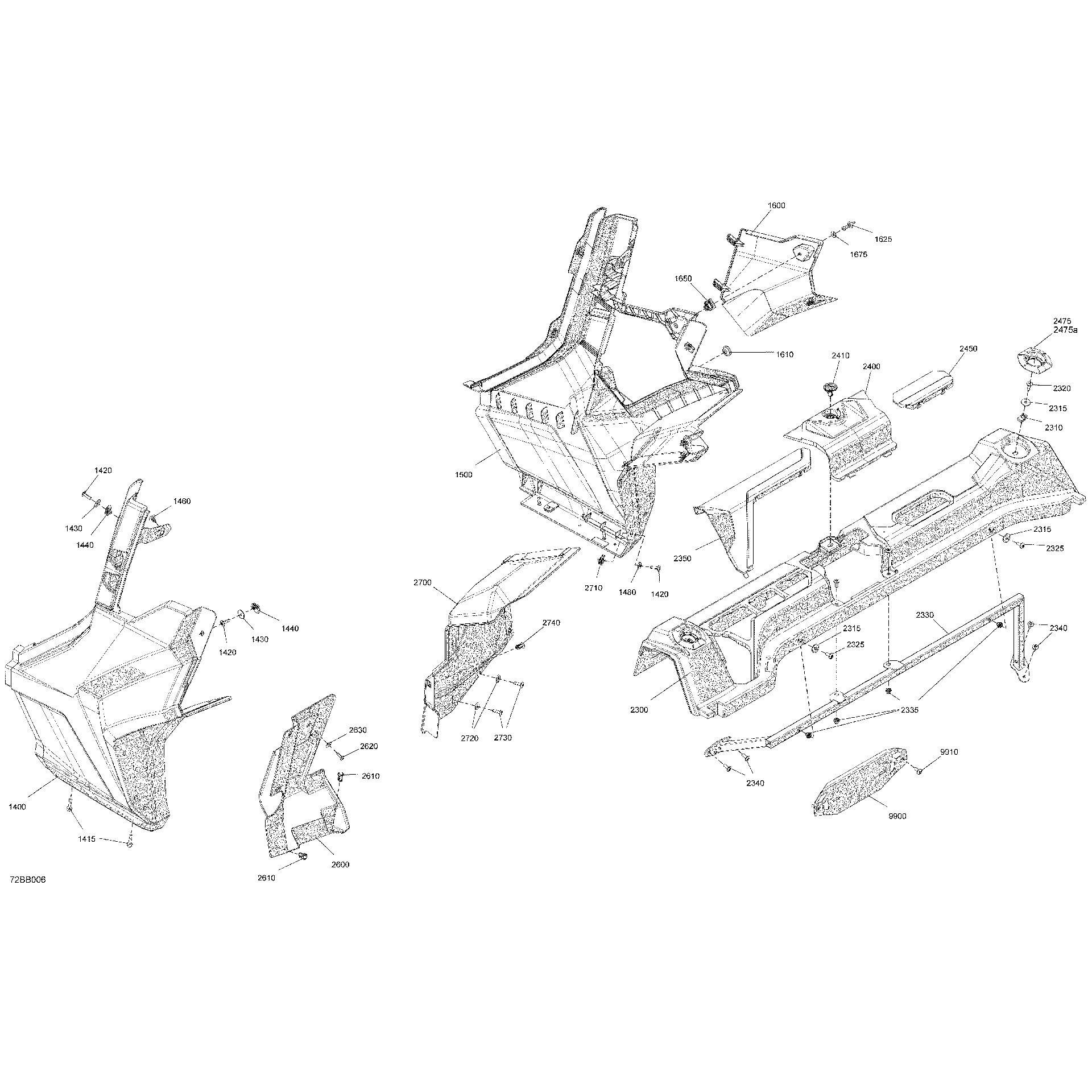 An Image of a Genuine Can-Am Parts Schematic Diagram showing the schematic - BODY - REAR SECTION