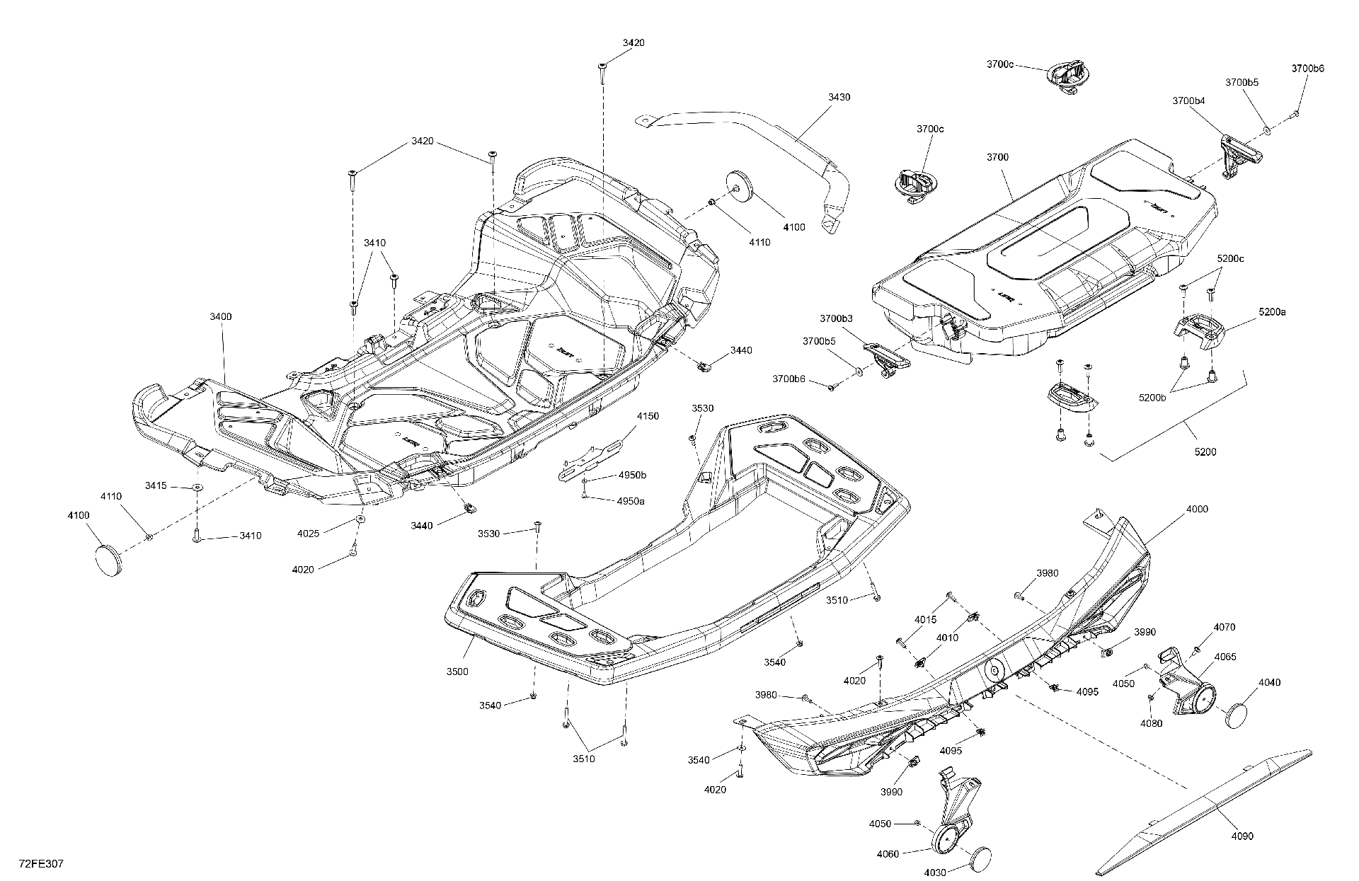 An Image of a Genuine Can-Am Parts Schematic Diagram showing the schematic - BODY - REAR SECTION