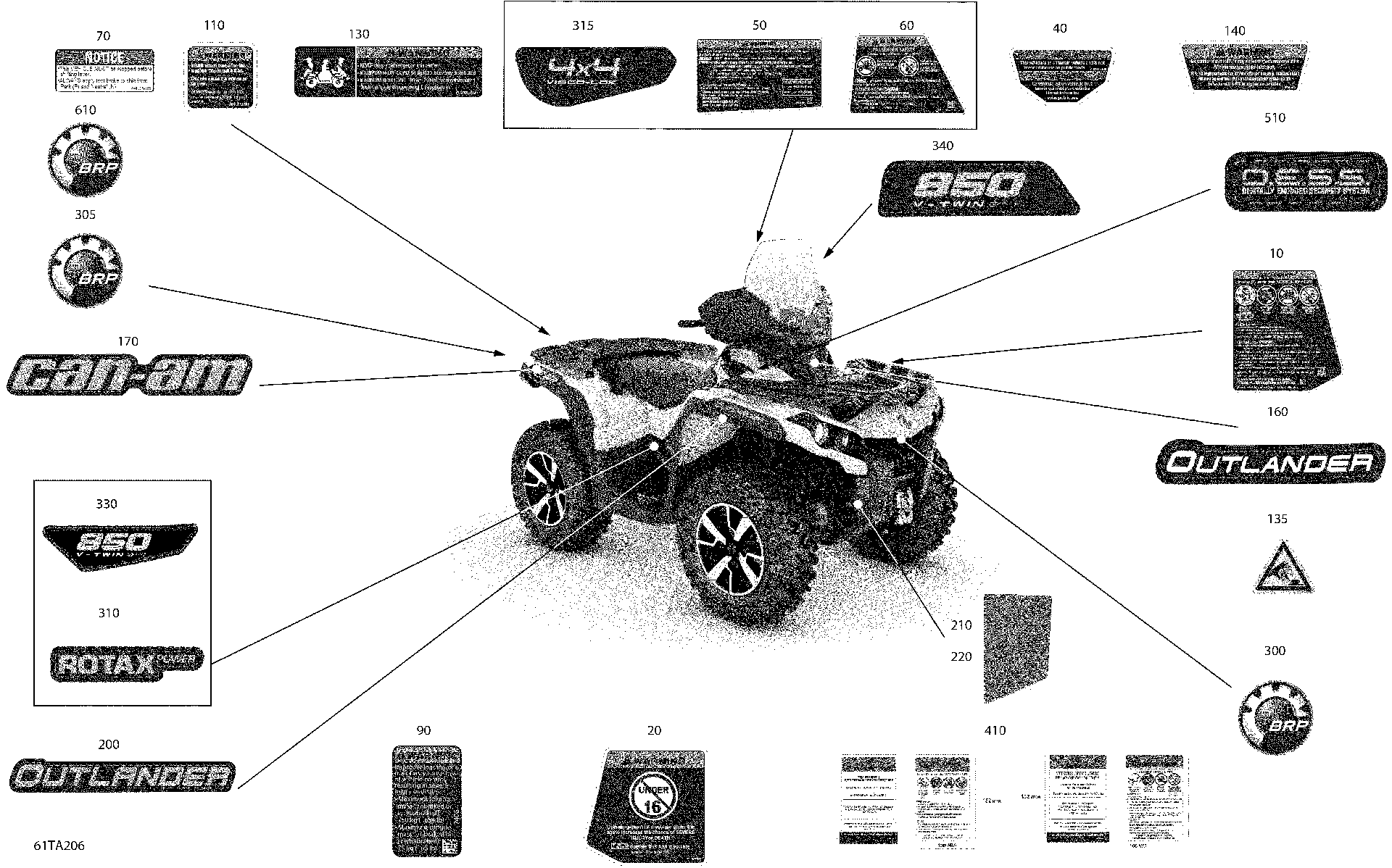 An Image of a Genuine Can-Am Parts Schematic Diagram showing the schematic - BODY - DECALS - NORTH EDITION