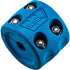 A blue Warn Winch Hook Bump Stop with four visible metal bolts, designed for off-road recovery and winching. The surface features the embossed Warn logo.