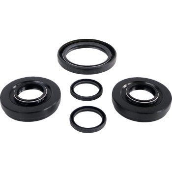 Four black seals from the Epi Differential Seal Kit Front, made of oil-resistant NBR in varying sizes, are displayed on a white background.