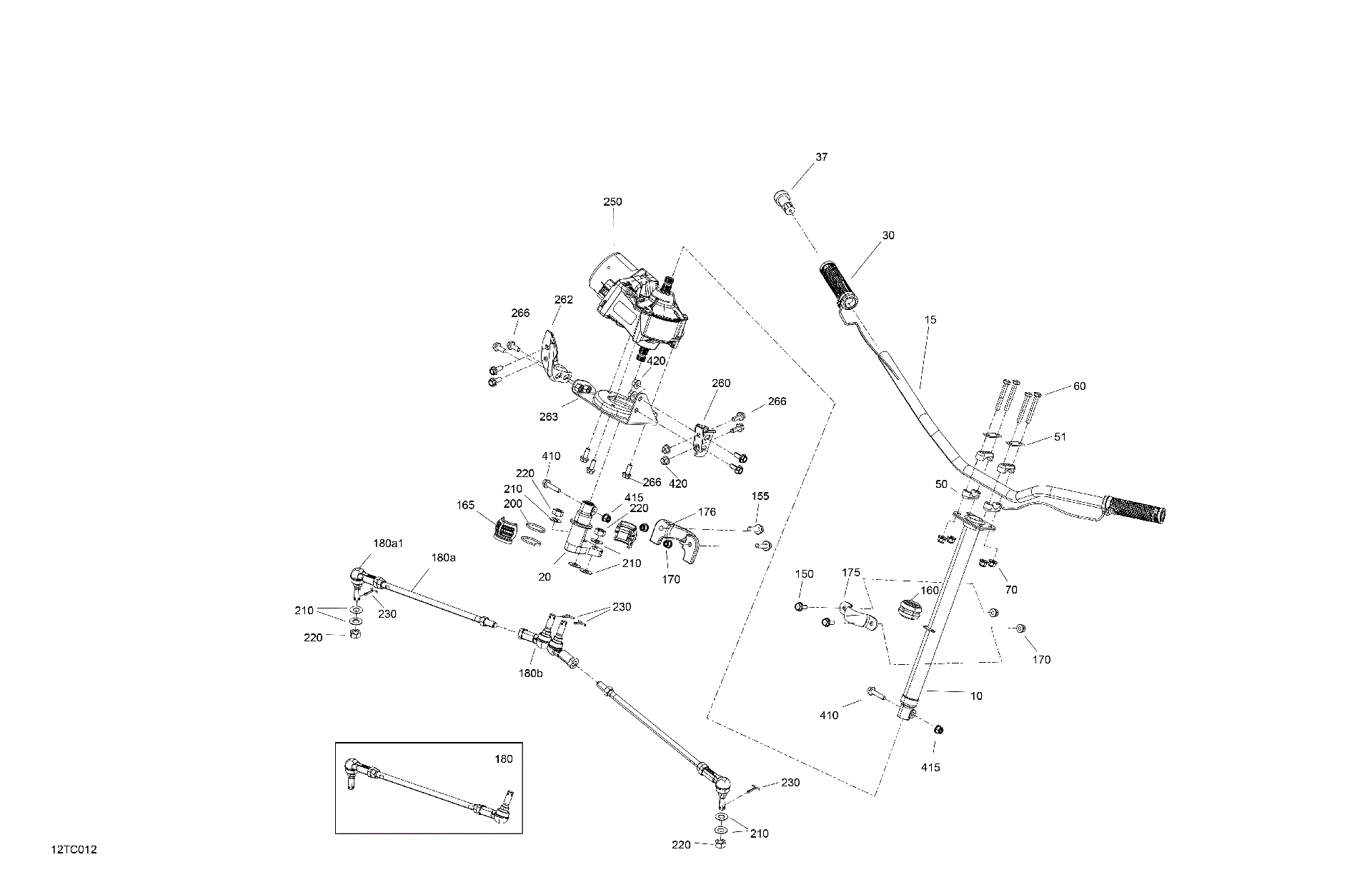 An Image of a Genuine Can-Am Parts Schematic Diagram showing the schematic - MECHANIC - STEERING