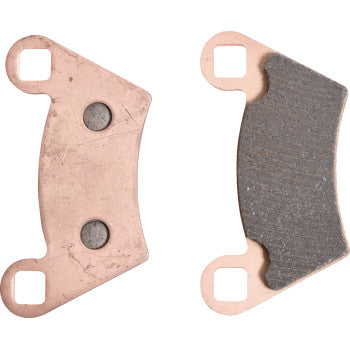 Copper-colored sintered brake pads with dark friction surface and three mounting holes, designed for offroad vehicles.