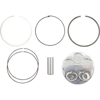 The Yamaha Piston Kit 95.00 mm by Moose Offroad includes a piston, wrist pin, rings, and two circlips with X-style forgings, all displayed on a white background.