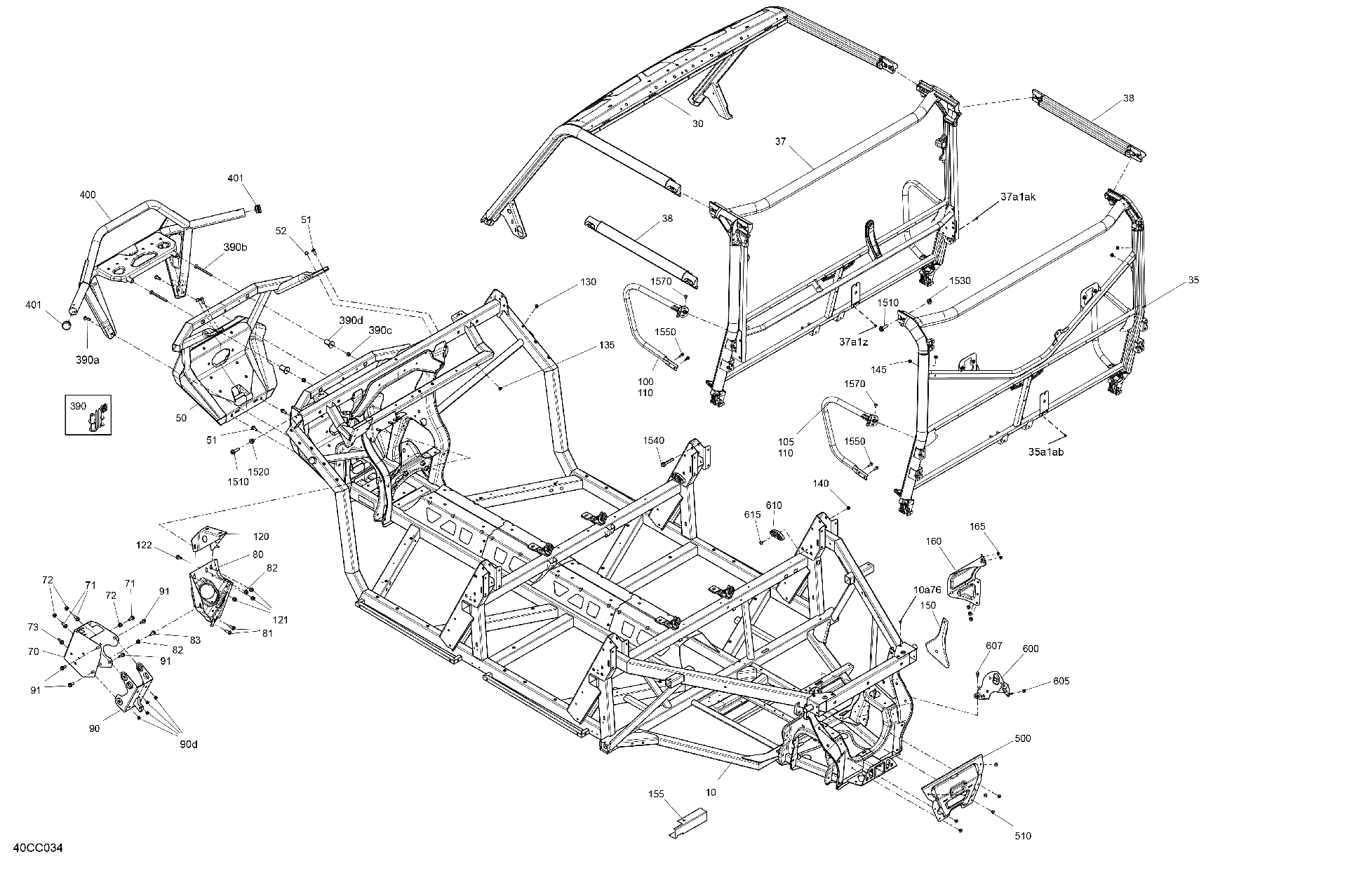 An Image of a Genuine Can-Am Parts Schematic Diagram showing the schematic - FRAME - SYSTEM