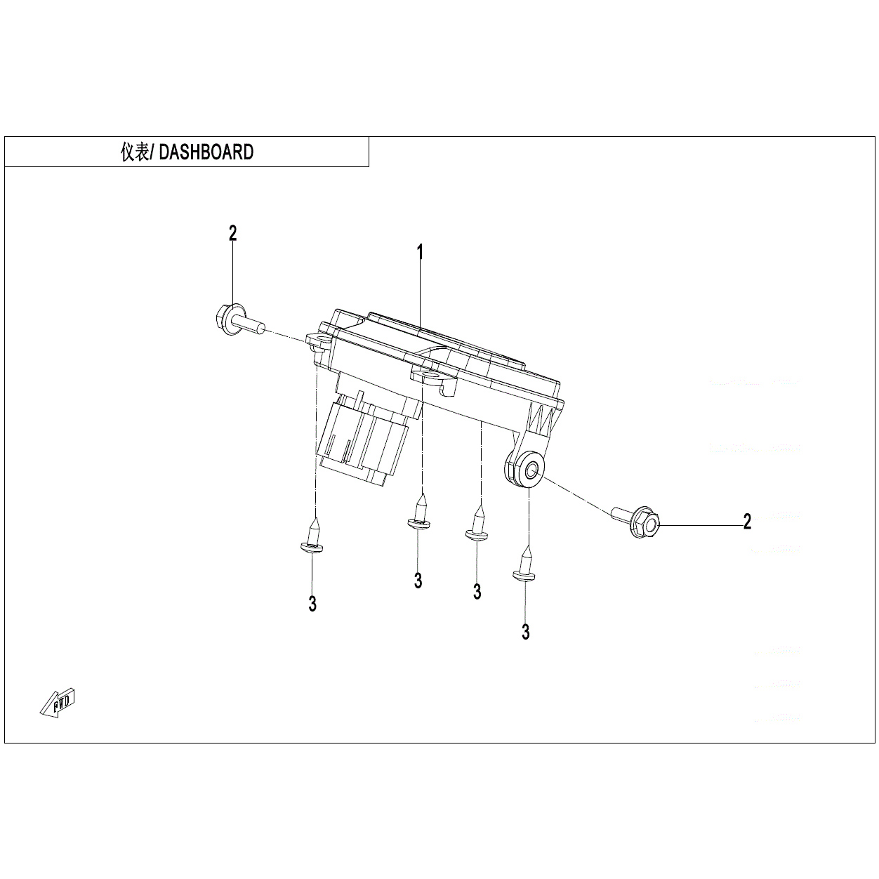 An Image of a genuine CFMOTO Parts Schematic Diagram showing the group - DASHBOARD - 2024 CFMOTO CFORCE 110