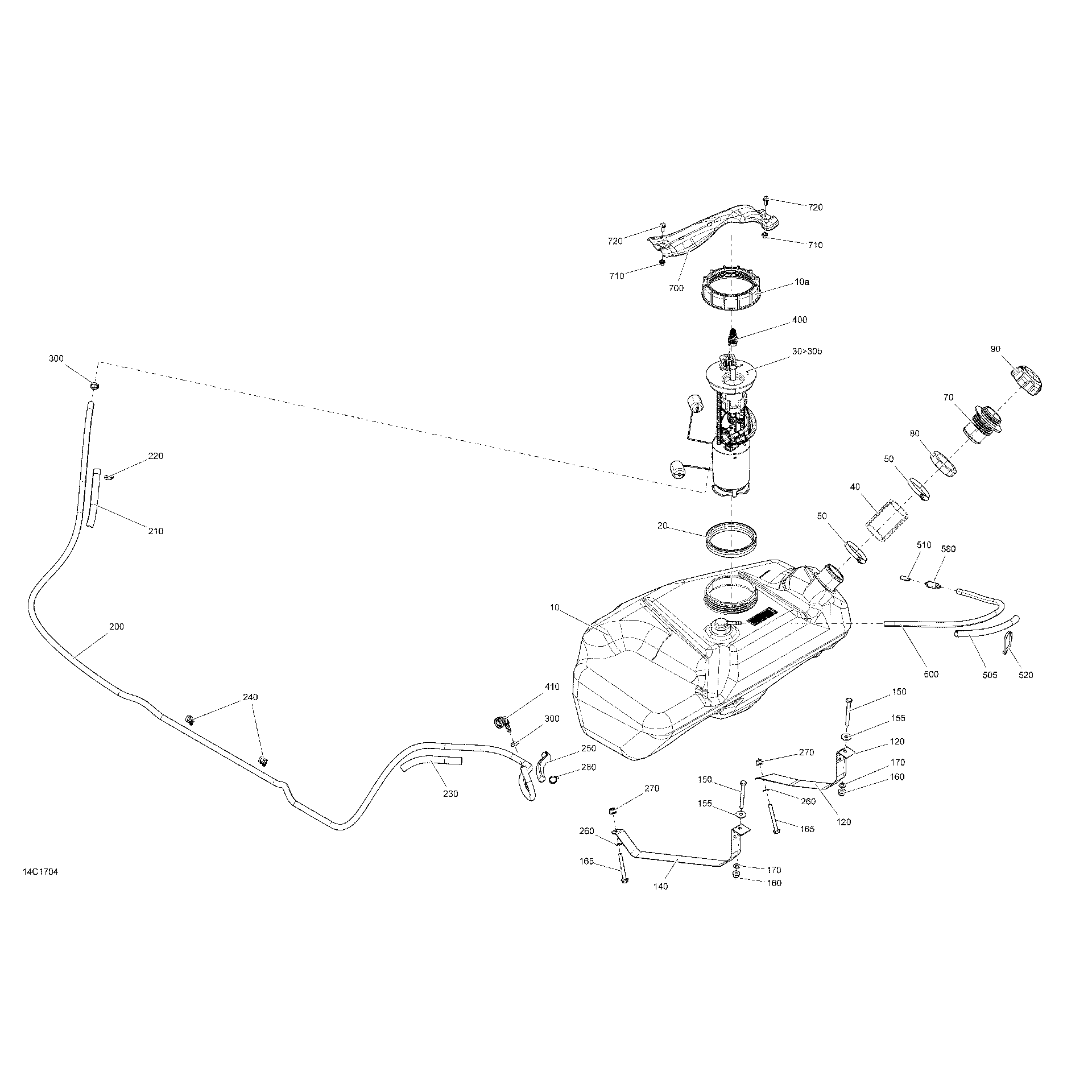 An Image of a Genuine Can-Am Parts Schematic Diagram showing the schematic - FUEL SYSTEM