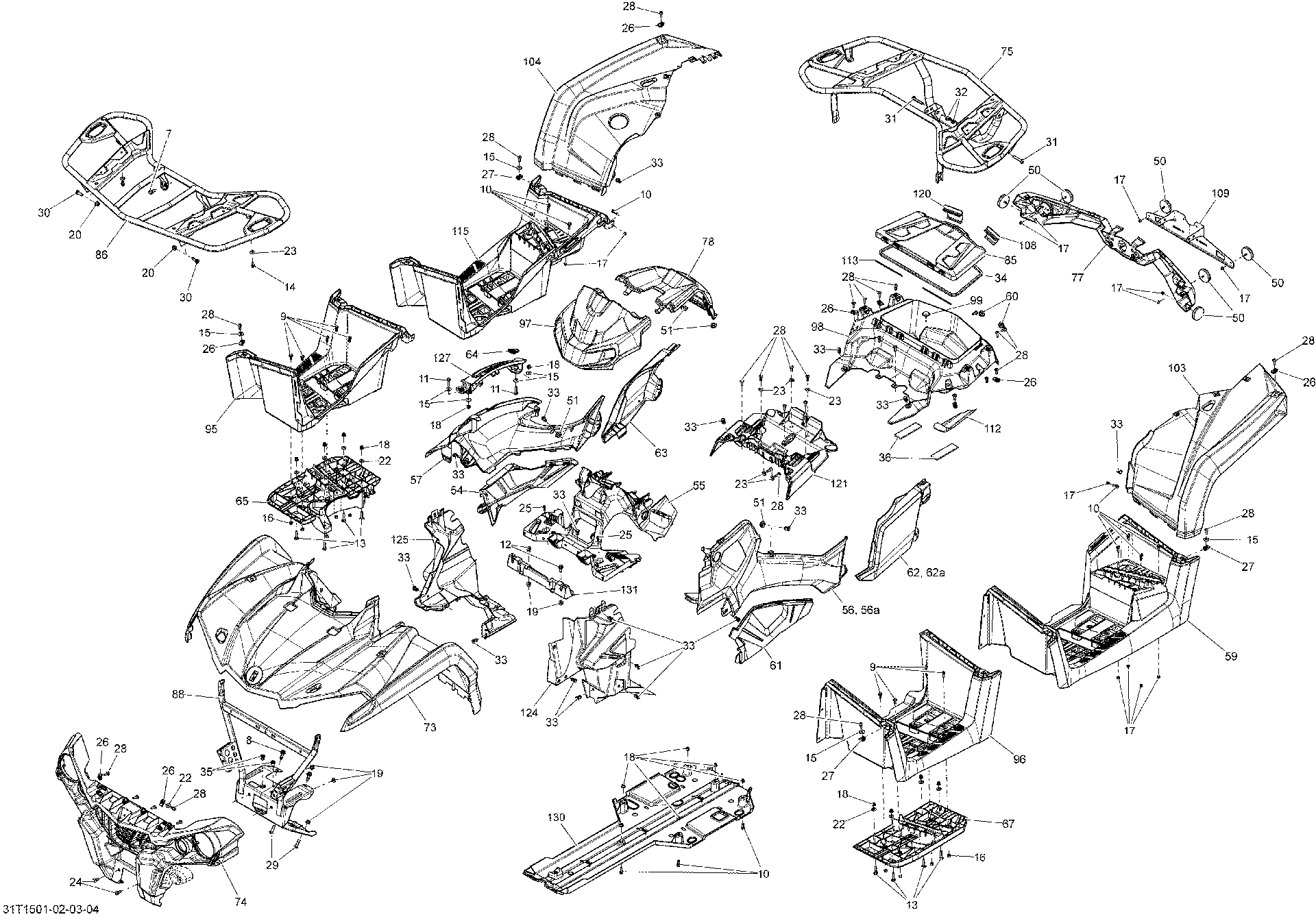 An Image of a Genuine Can-Am Parts Schematic Diagram showing the schematic - BODY AND ACCESSORIES _31T1501
