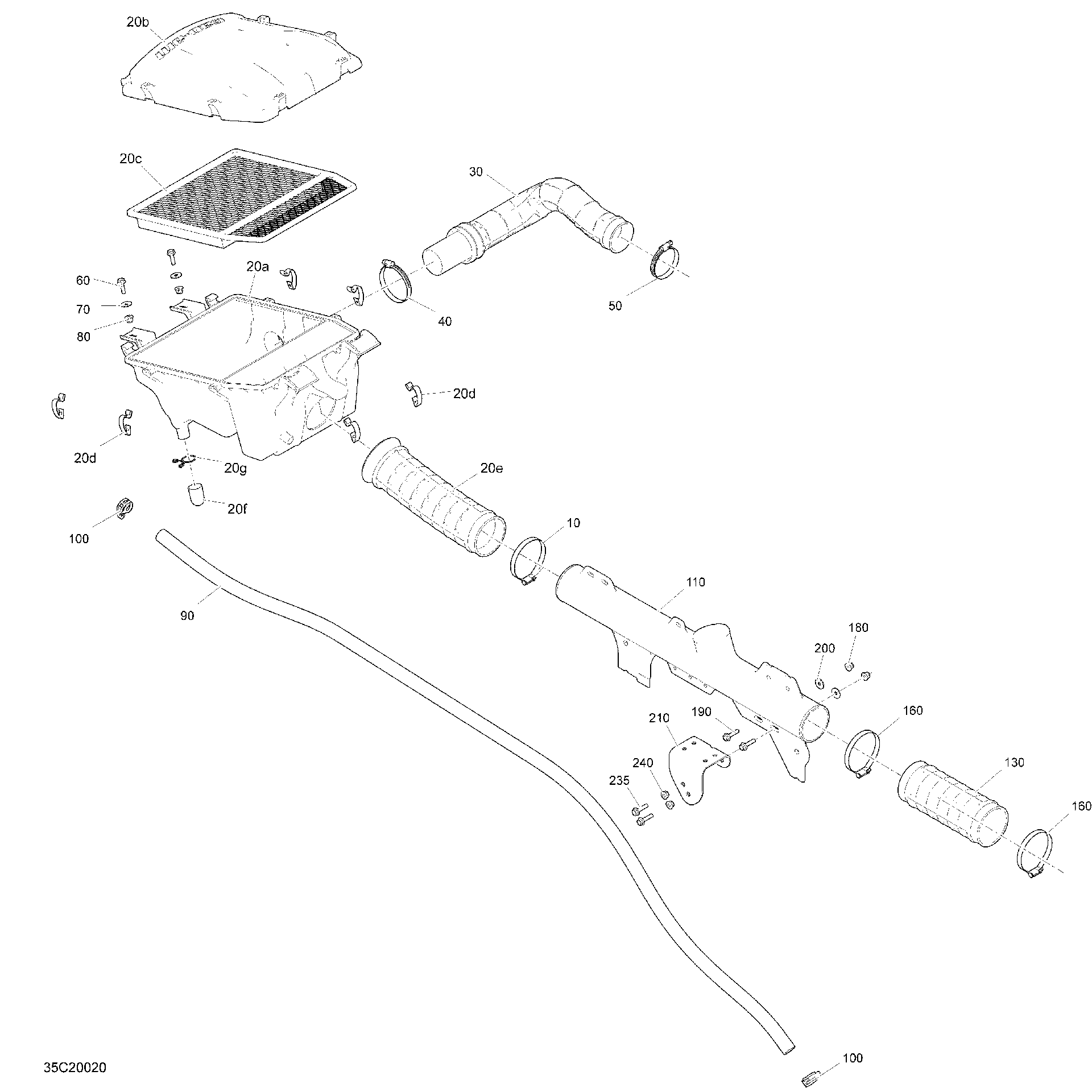 An Image of a Genuine Can-Am Parts Schematic Diagram showing the schematic - AIR INTAKE