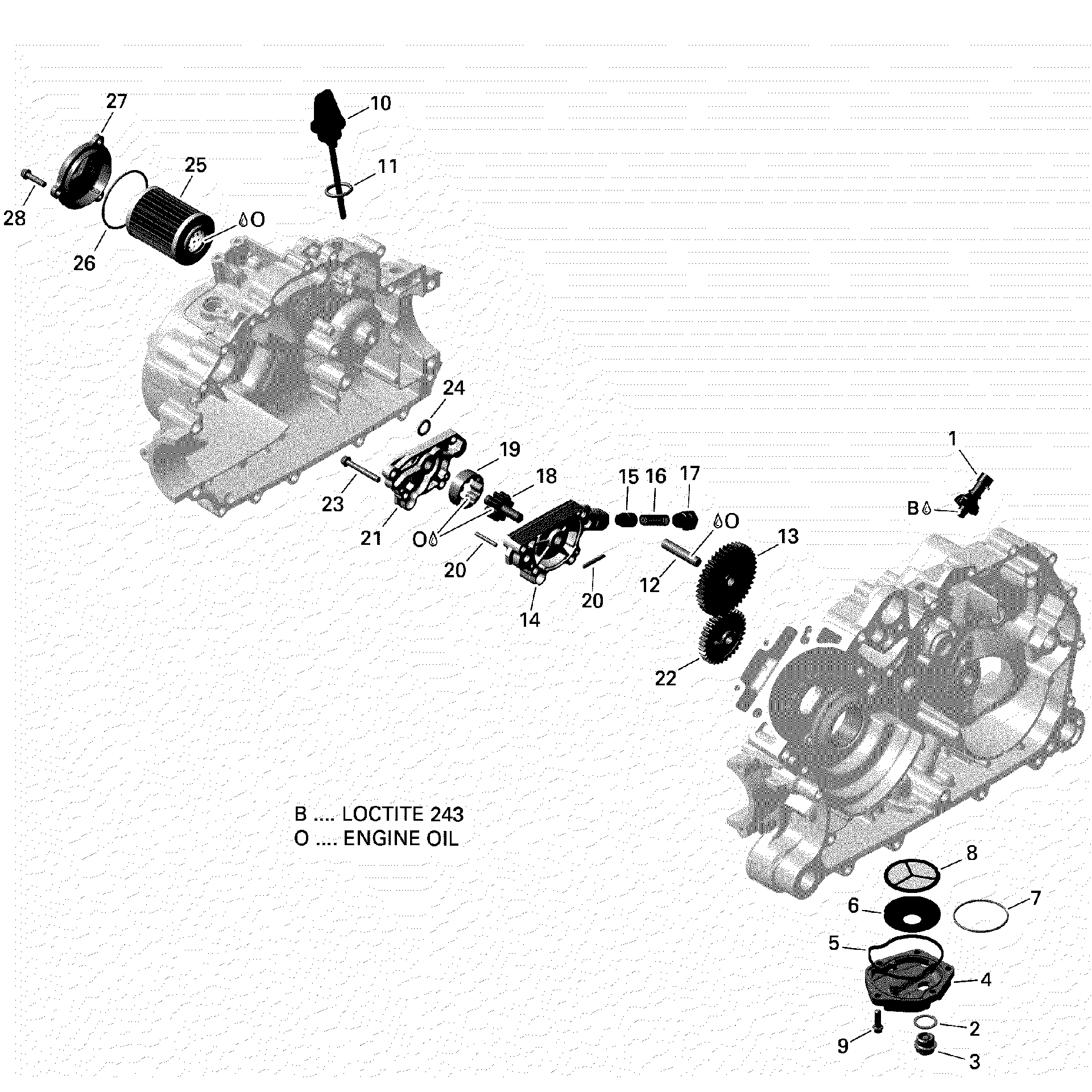 An Image of a Genuine Can-Am Parts Schematic Diagram showing the schematic - ENGINE LUBRICATION
