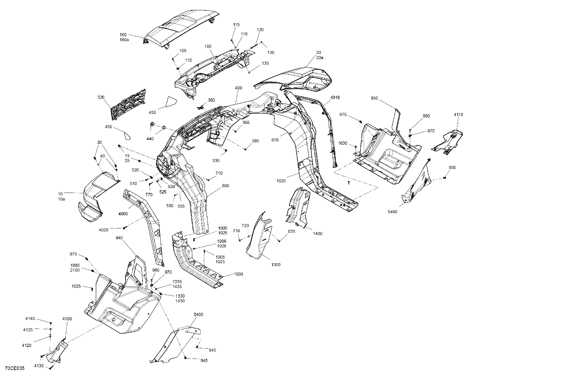 An Image of a Genuine Can-Am Parts Schematic Diagram showing the schematic - BODY - SYSTEM