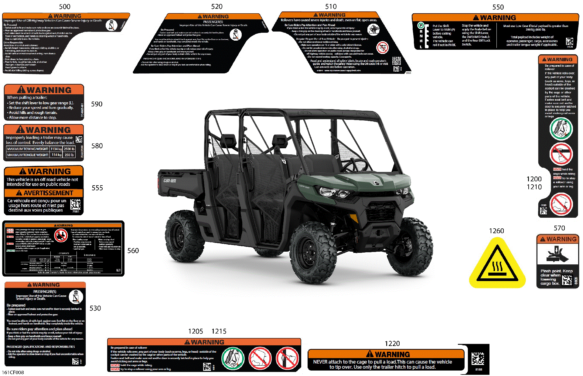 An Image of a Genuine Can-Am Parts Schematic Diagram showing the schematic - BODY - WARNING DECALS