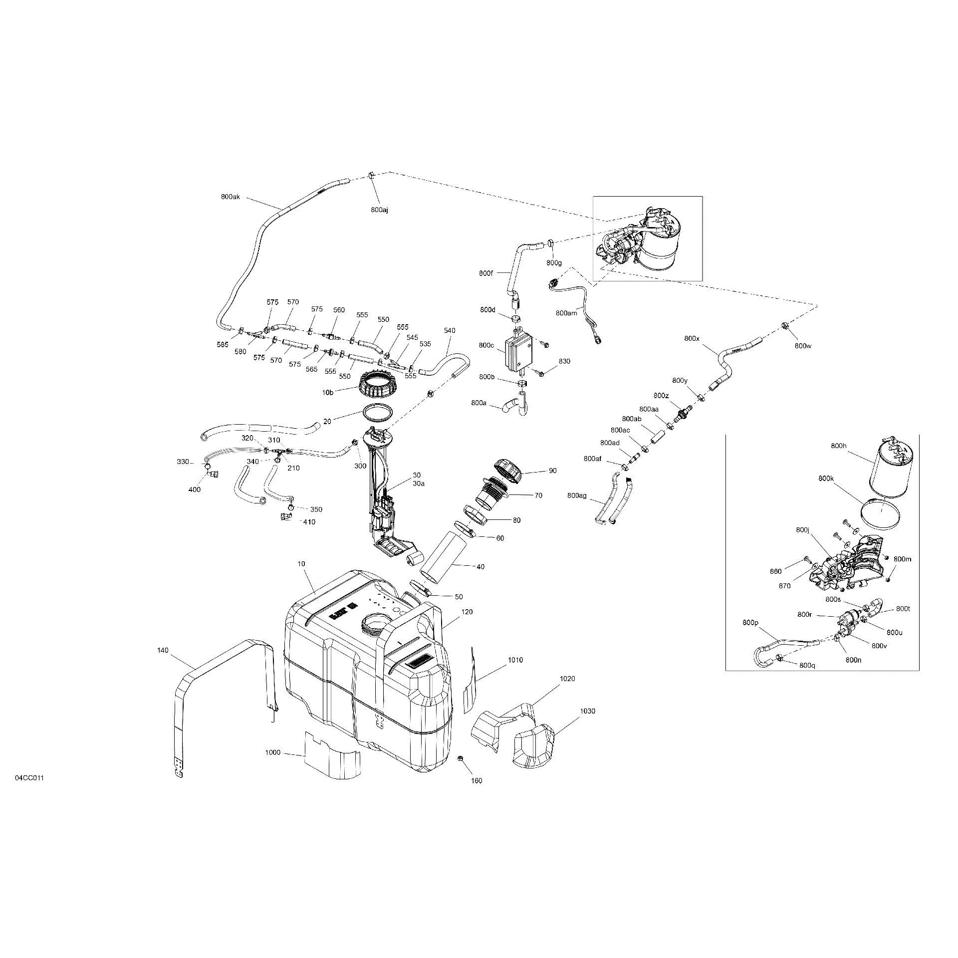 An Image of a Genuine Can-Am Parts Schematic Diagram showing the schematic - ENGINE - FUEL - EVAP