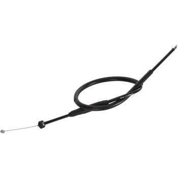 The Can Am Black Vinyl Throttle Cable 23" by Moose Offroad features a steel inner casing and pre-lubricated nylon sleeve, coiled with metal ends and housing, displayed against a white background.