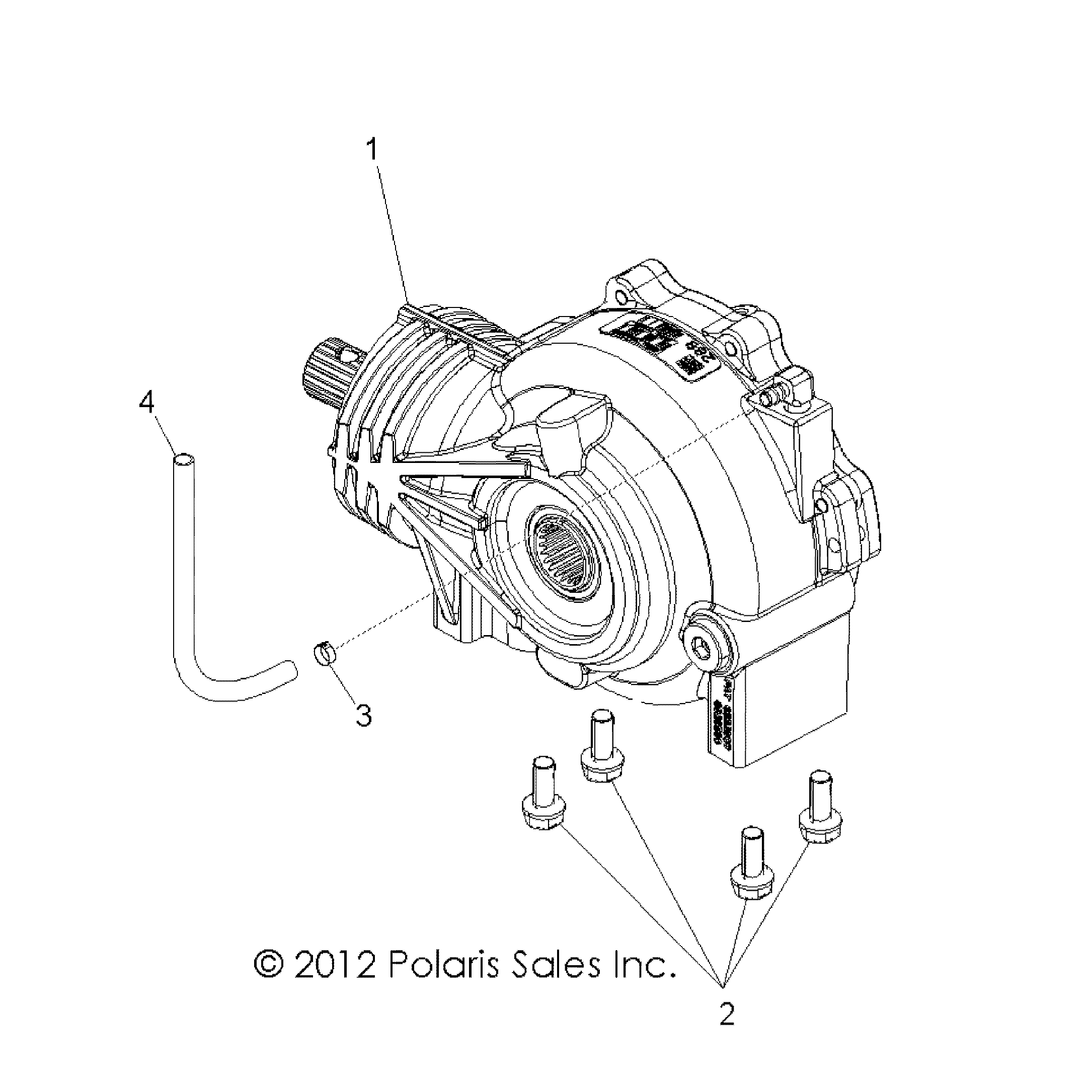An Image of a Genuine Polaris Parts Schematic Diagram showing the schematic - DRIVE TRAIN: FRONT GEARCASE - 2016 POLARIS ACE 900 EFI EPS