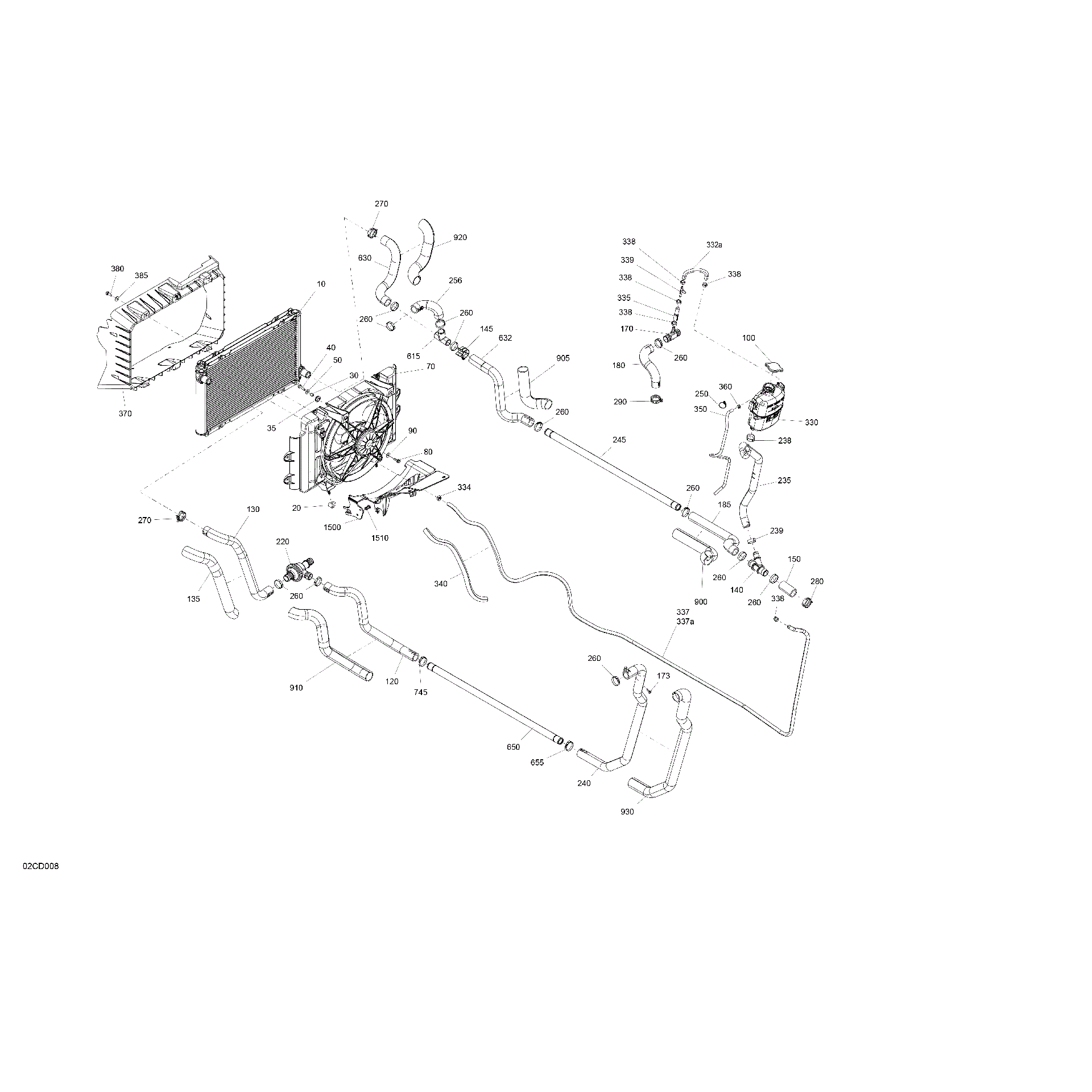An Image of a Genuine Can-Am Parts Schematic Diagram showing the schematic - ENGINE - COOLING