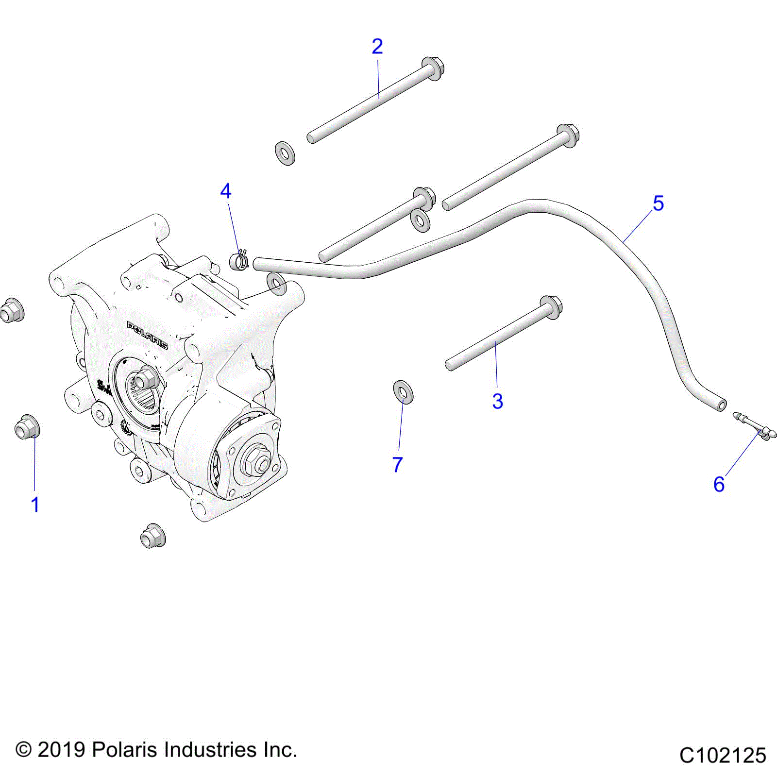 An Image of a Genuine Polaris Parts Schematic Diagram showing the schematic - DRIVE TRAIN: GEARCASE MOUNTING REAR - 2025 POLARIS SPORTSMAN TOURING XP 1000