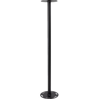 Black metal beacon light extension pole with circular mounting plates on top and bottom.