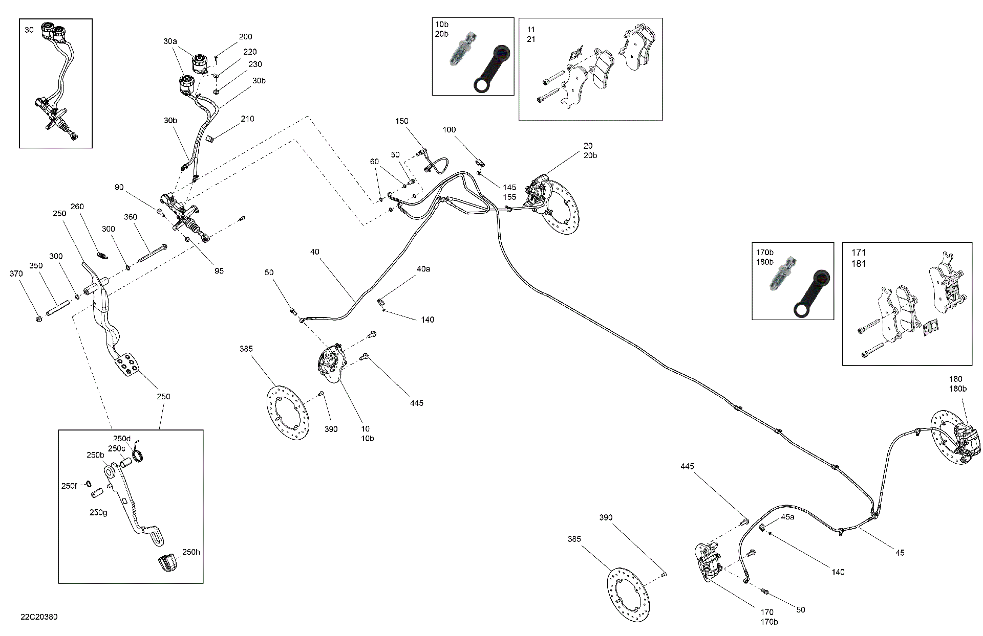An Image of a Genuine Can-Am Parts Schematic Diagram showing the schematic - BRAKES