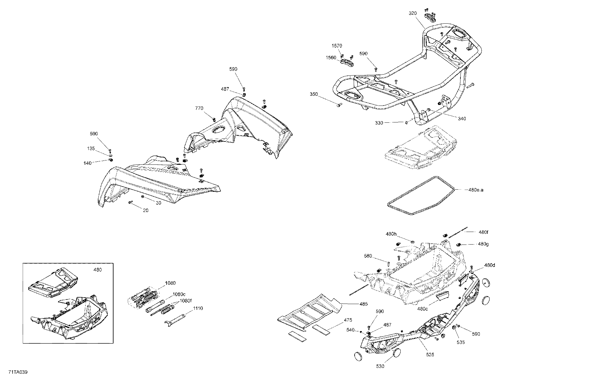 An Image of a Genuine Can-Am Parts Schematic Diagram showing the schematic - BODY - REAR SECTION