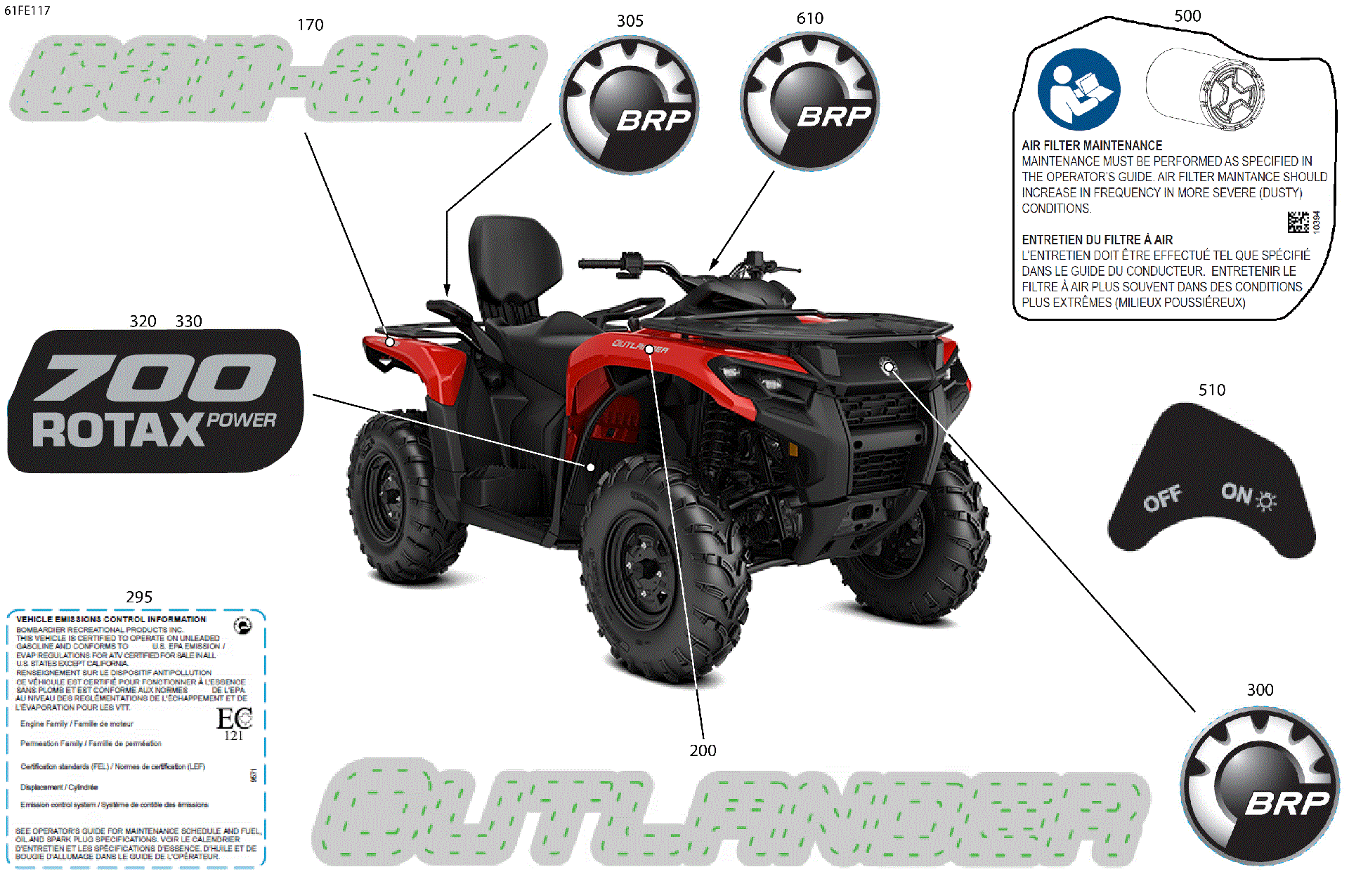 An Image of a Genuine Can-Am Parts Schematic Diagram showing the schematic - BODY - FEATURE DECALS
