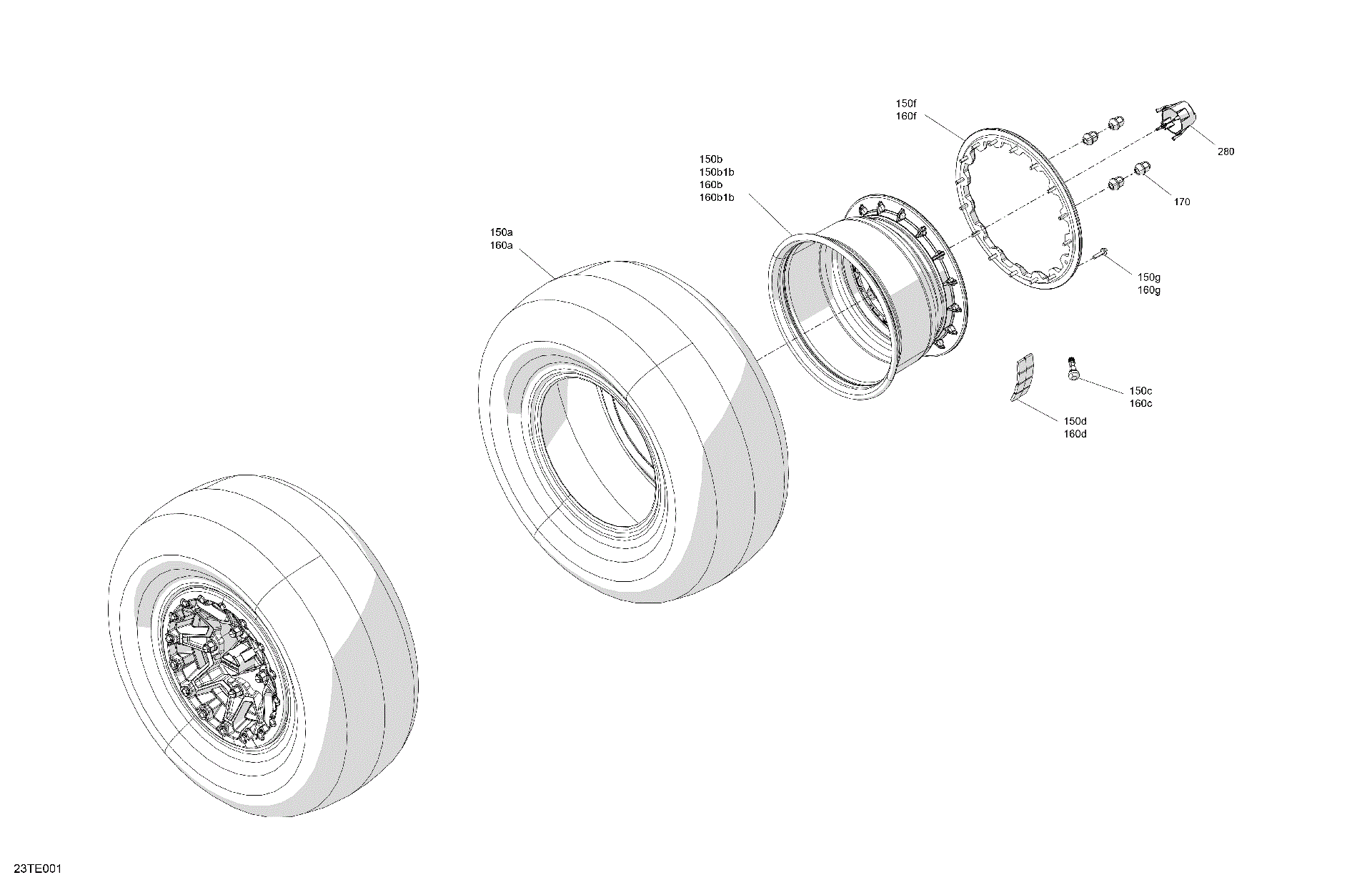An Image of a Genuine Can-Am Parts Schematic Diagram showing the schematic - DRIVE - REAR WHEELS
