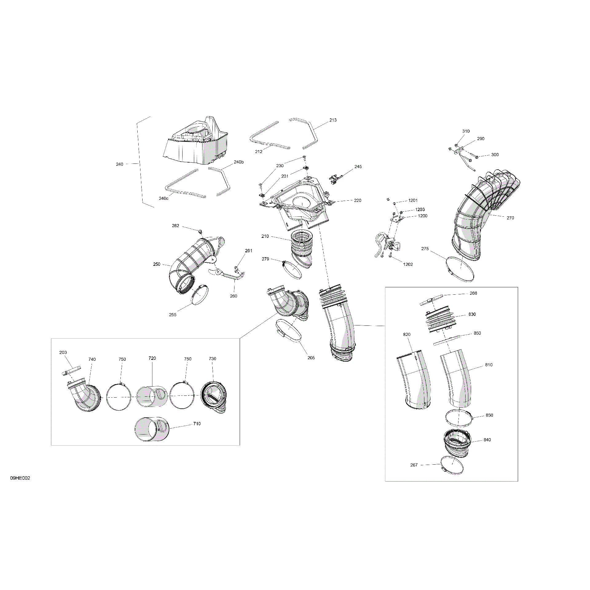 An Image of a Genuine Can-Am Parts Schematic Diagram showing the schematic - ENGINE - AIR DUCT