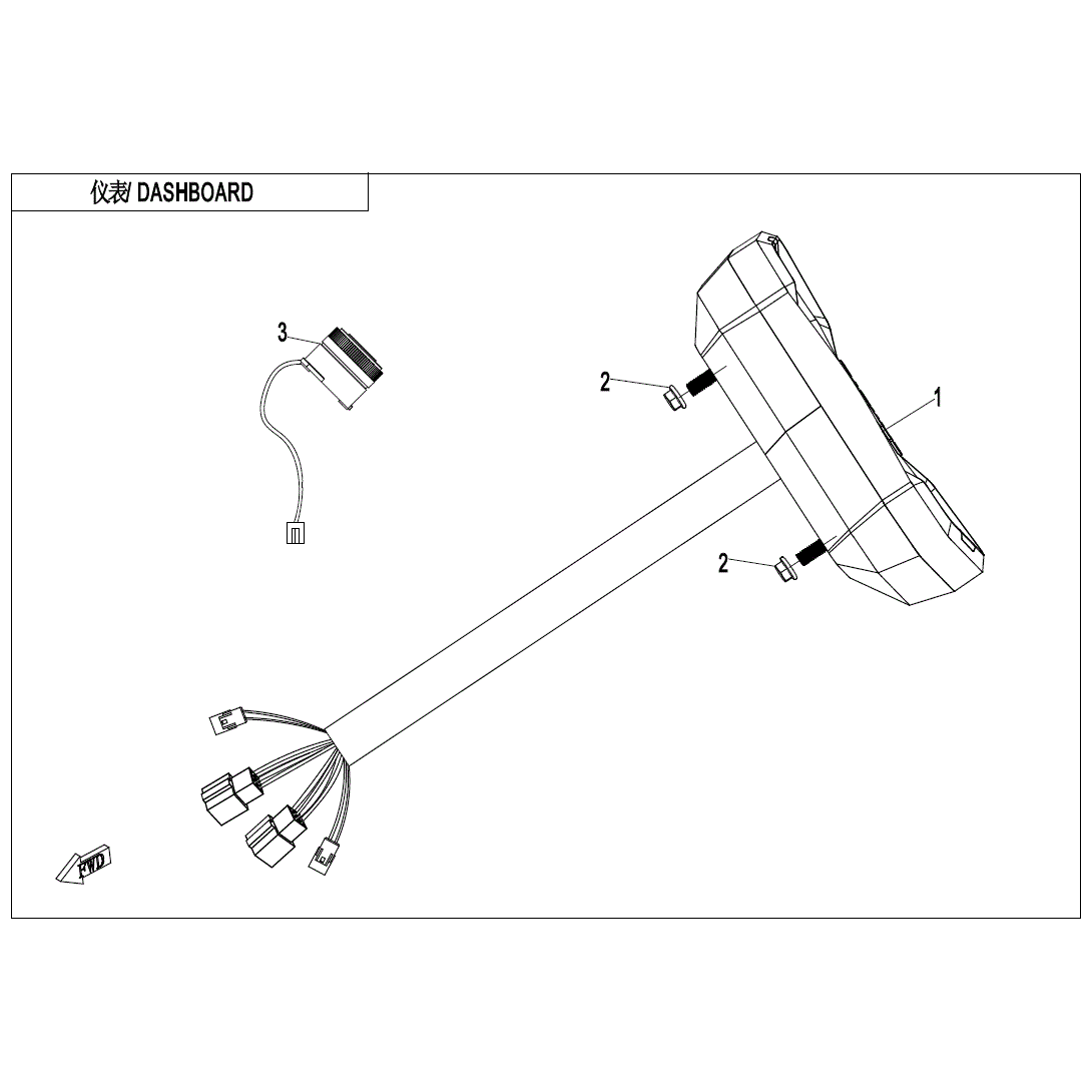 An Image of a Genuine CFMOTO Parts Schematic Diagram showing the schematic - DASHBOARD - 2020 CFMOTO UFORCE 1000