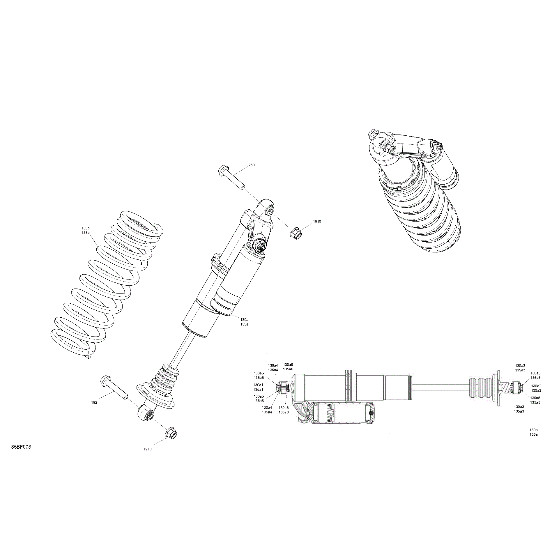 An Image of a Genuine Can-Am Parts Schematic Diagram showing the schematic - SUSPENSION - FRONT SHOCKS