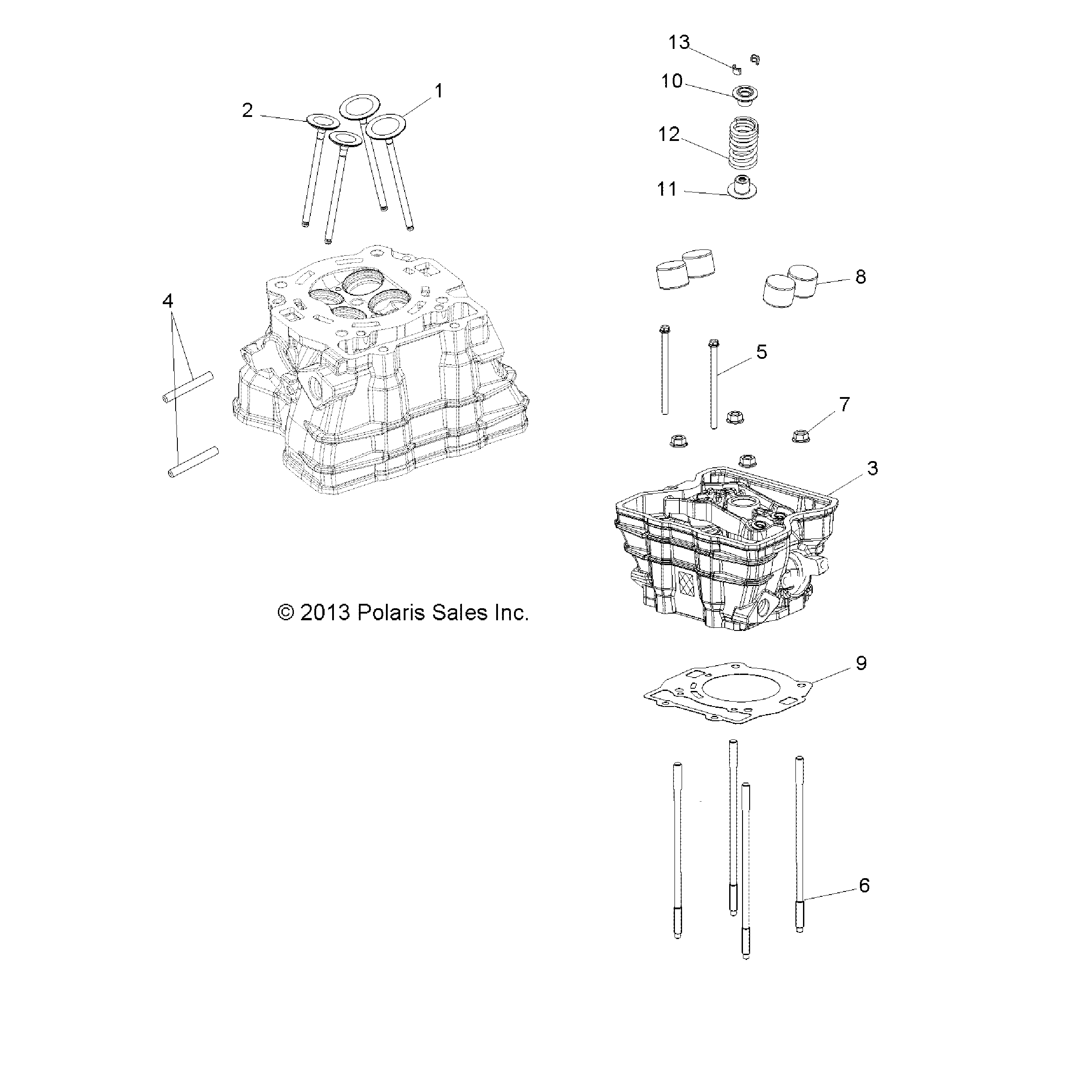 An Image of a Genuine Polaris Parts Schematic Diagram showing the schematic - ENGINE: CYLINDER HEAD - 2016 POLARIS ACE 325 EFI