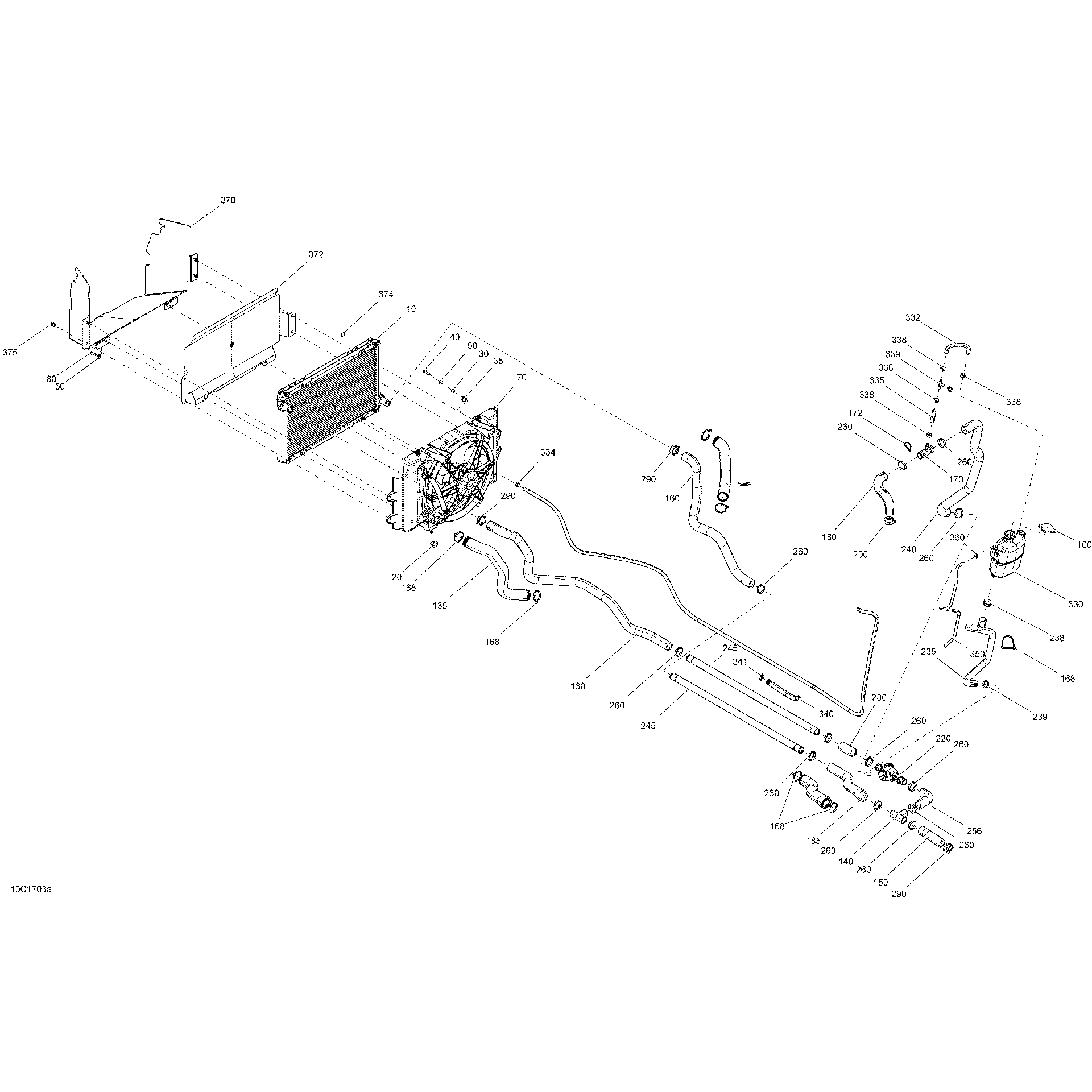 An Image of a Genuine Can-Am Parts Schematic Diagram showing the schematic - COOLING SYSTEM - WITHOUT HEATING SYSTEM