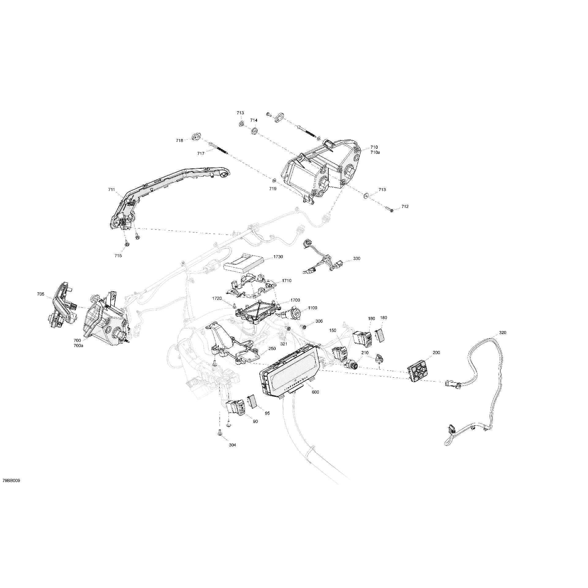 An Image of a Genuine Can-Am Parts Schematic Diagram showing the schematic - ELECTRIC - FRONT SECTION
