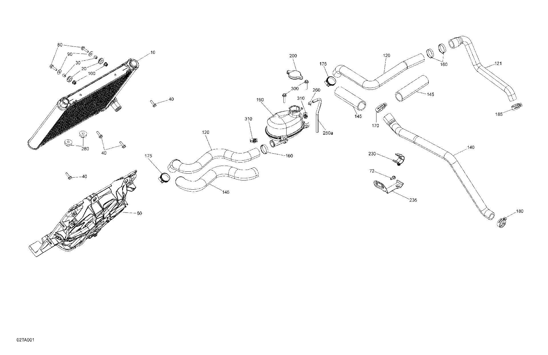 An Image of a Genuine Can-Am Parts Schematic Diagram showing the schematic - ENGINE - COOLING