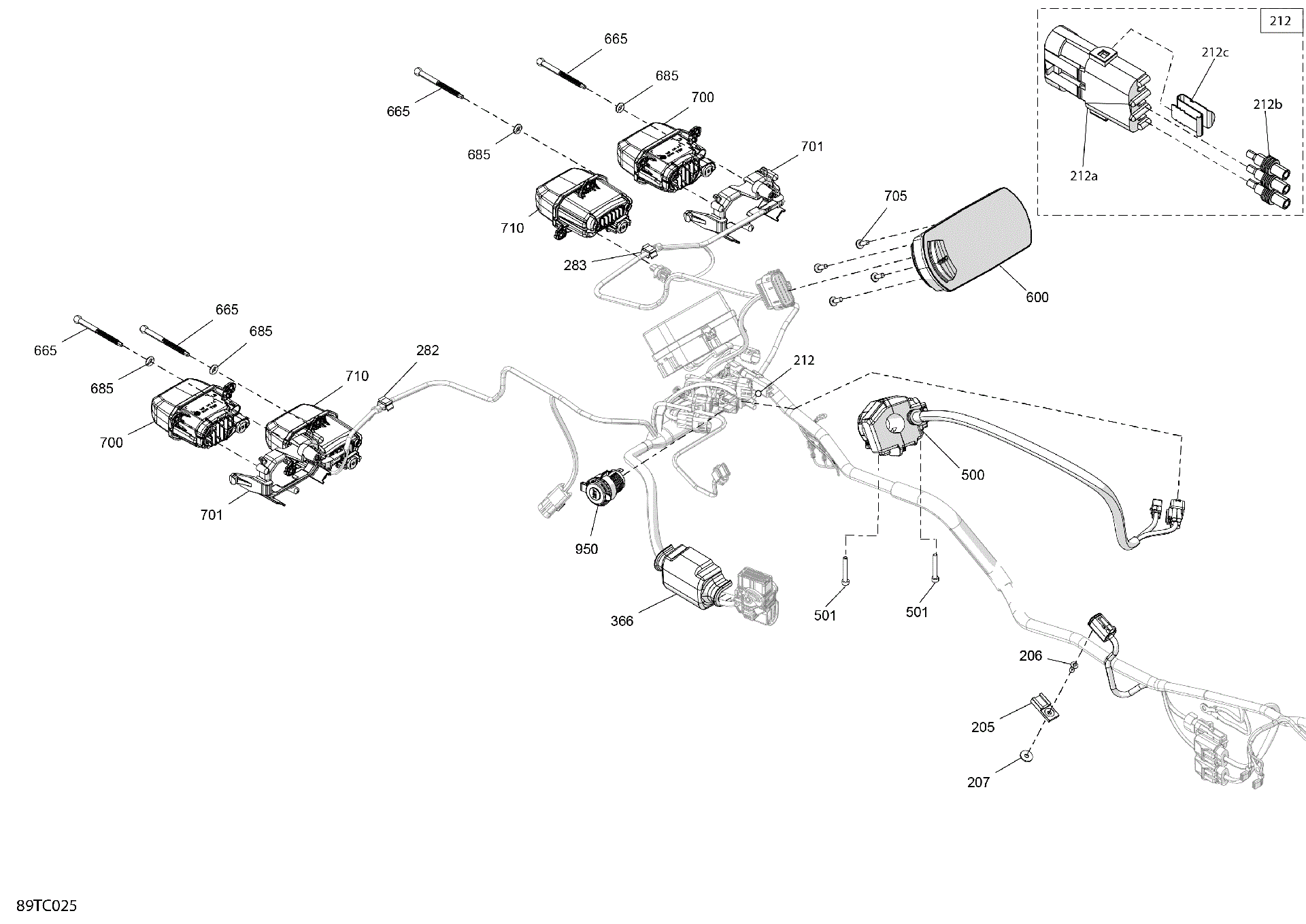 An Image of a Genuine Can-Am Parts Schematic Diagram showing the schematic - ELECTRIC - FRONT SECTION