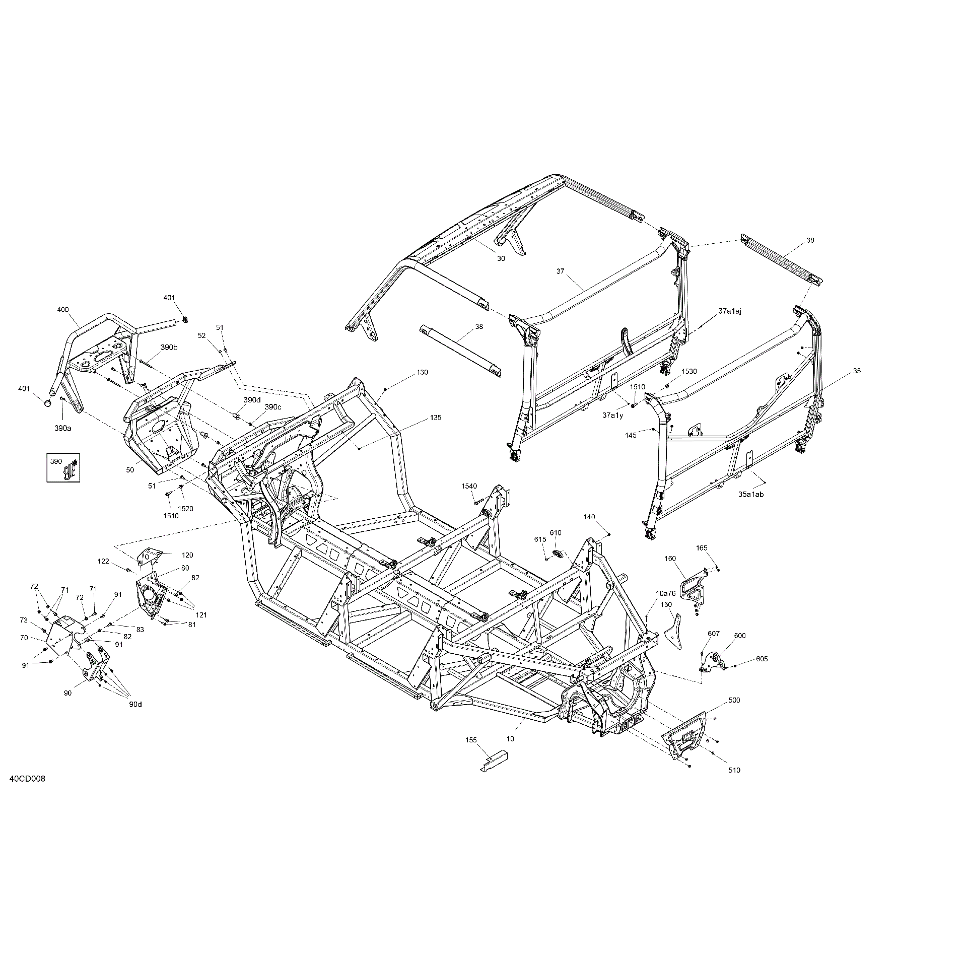 An Image of a Genuine Can-Am Parts Schematic Diagram showing the schematic - FRAME - SYSTEM