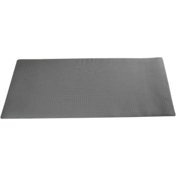 Gray rectangular anti-fatigue mat roll with textured surface for cushioning and support.