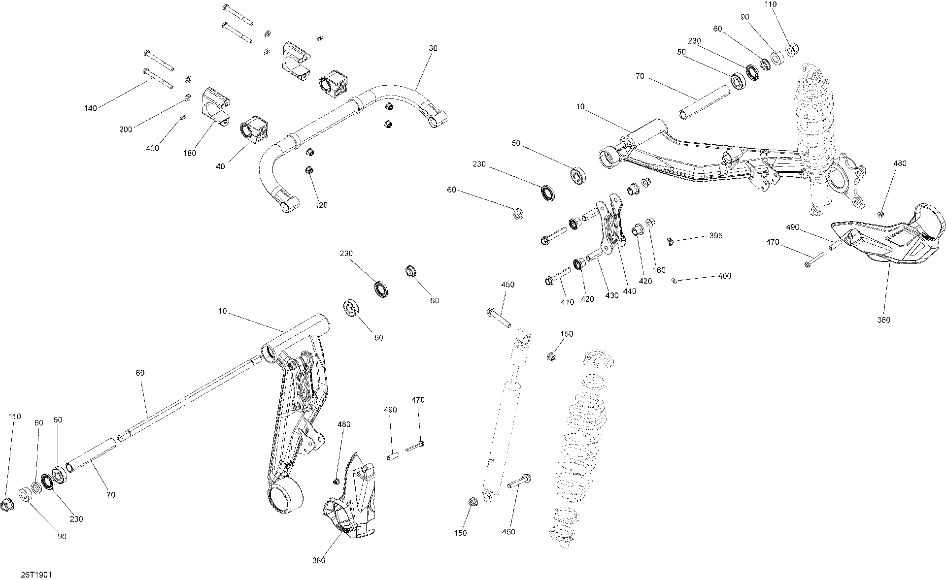An Image of a Genuine Can-Am Parts Schematic Diagram showing the schematic - REAR SUSPENSION
