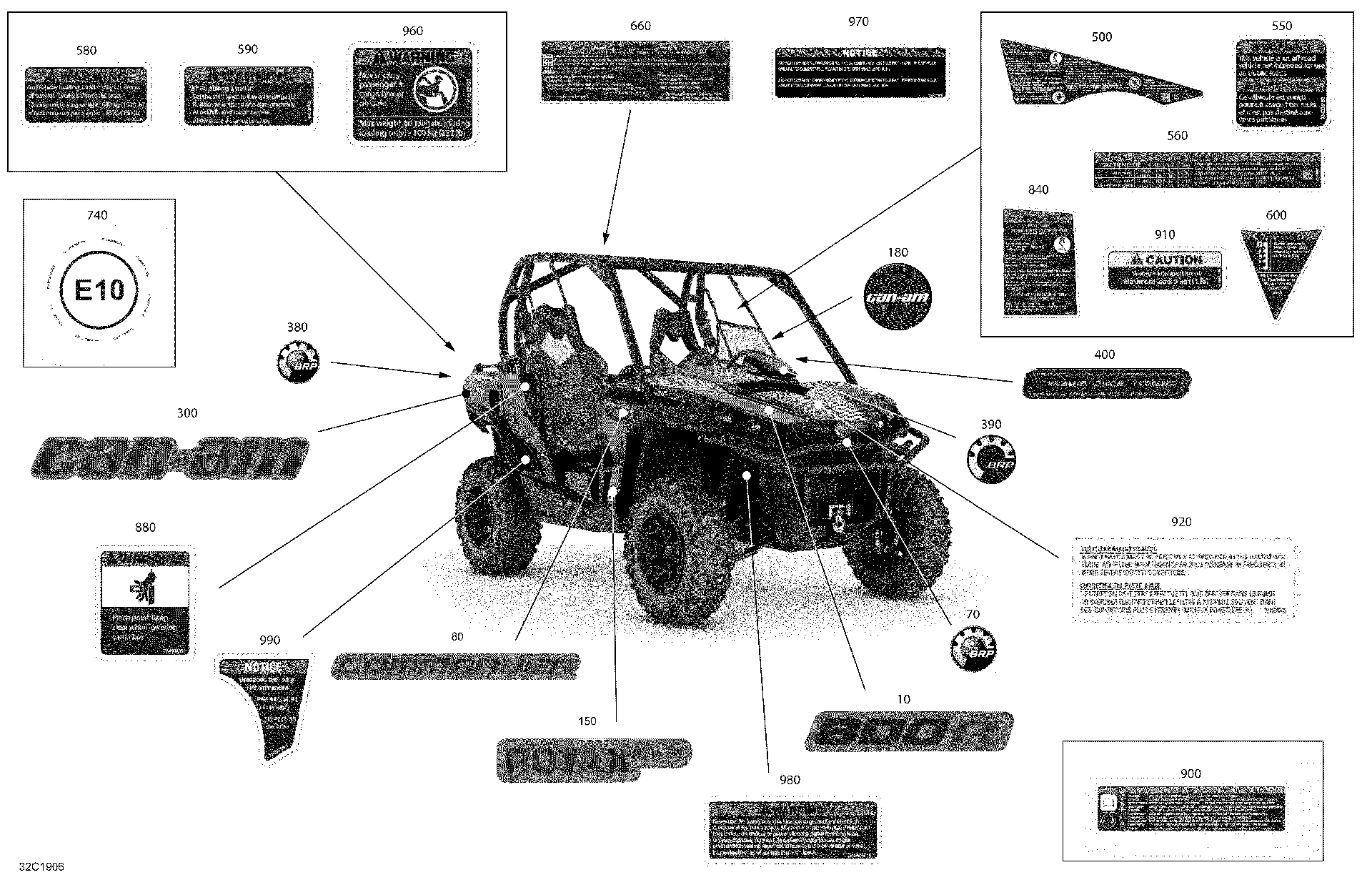 An Image of a Genuine Can-Am Parts Schematic Diagram showing the schematic - DECALS - 1000 - DPS