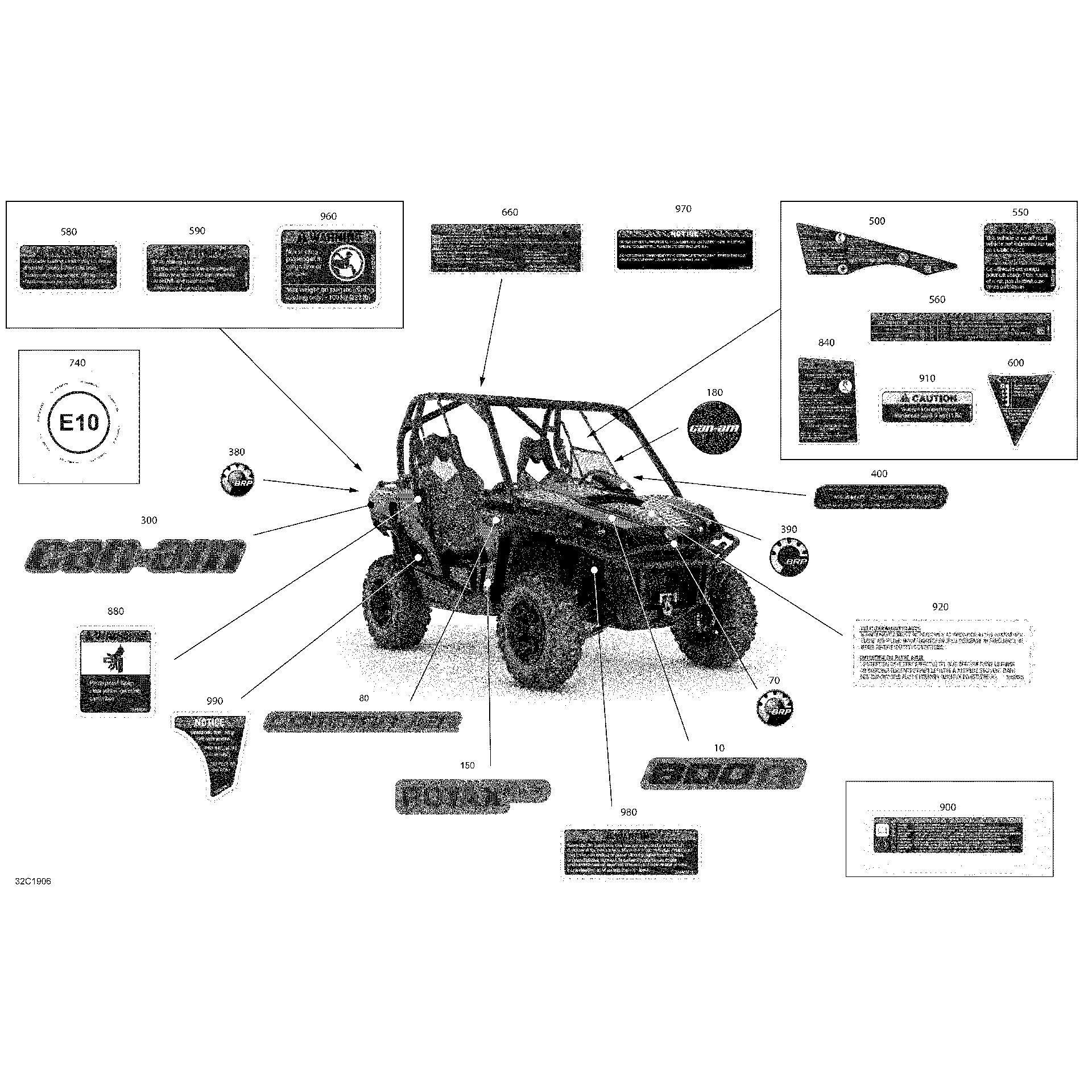 An Image of a Genuine Can-Am Parts Schematic Diagram showing the schematic - DECALS - 800R EFI - DPS