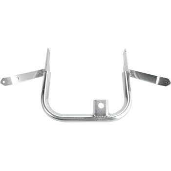 Chrome-plated steel grab bar with curved middle and mounting brackets on each end.