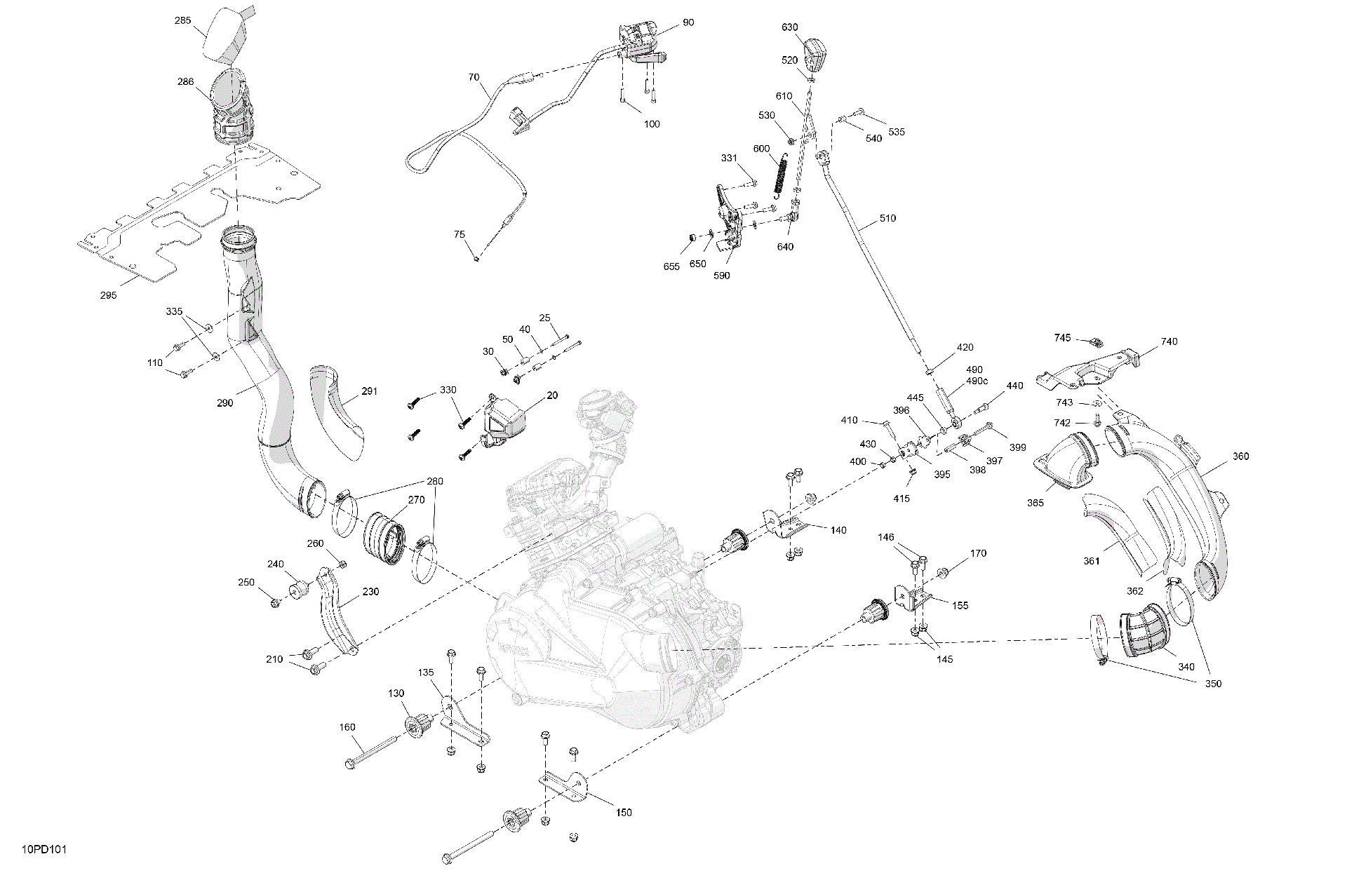 An Image of a Genuine Can-Am Parts Schematic Diagram showing the schematic - ENGINE - SYSTEM
