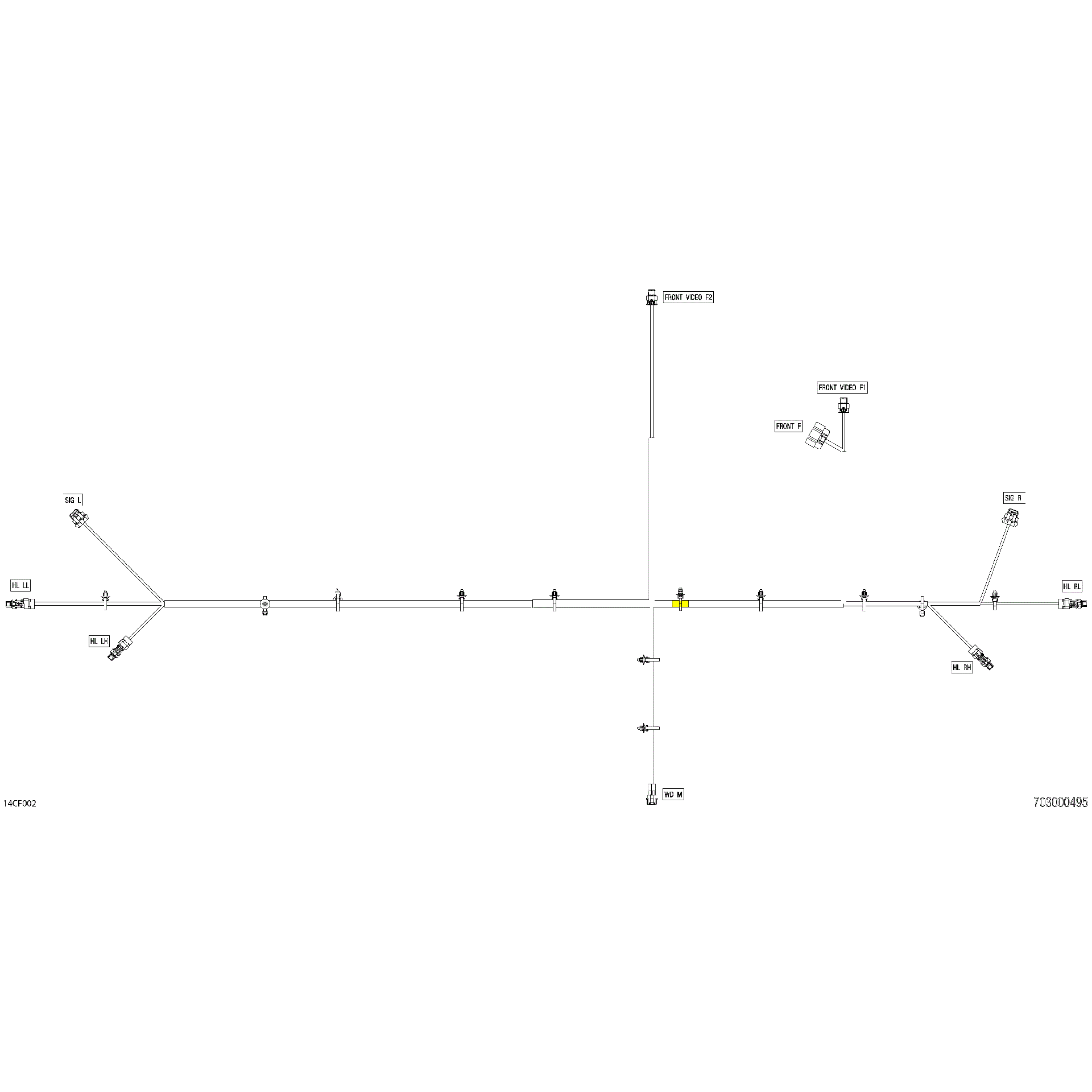 An Image of a Genuine Can-Am Parts Schematic Diagram showing the schematic - ELECTRIC - FRONT WIRING HARNESS - 710009347