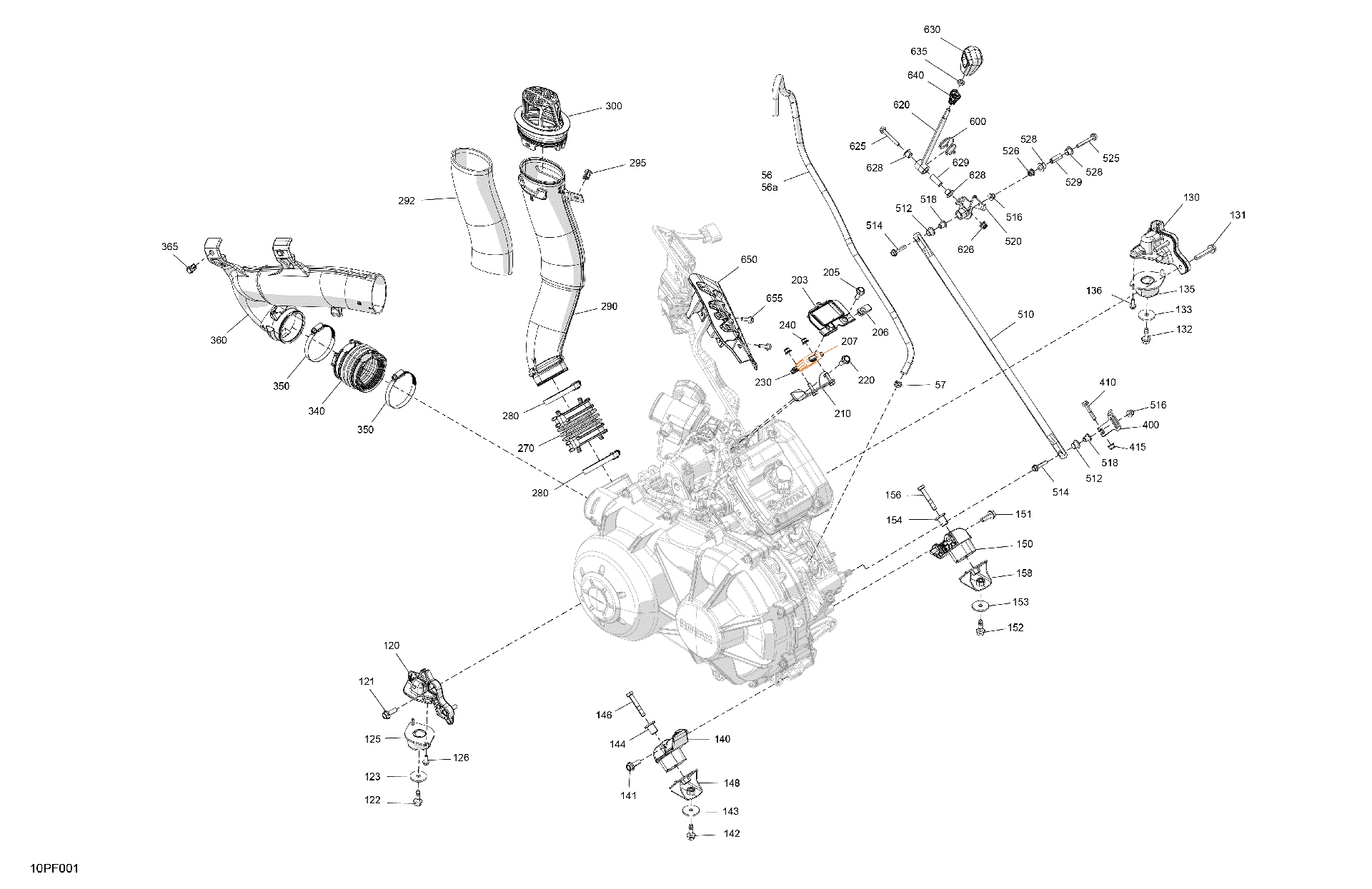 An Image of a Genuine Can-Am Parts Schematic Diagram showing the schematic - ENGINE - SYSTEM