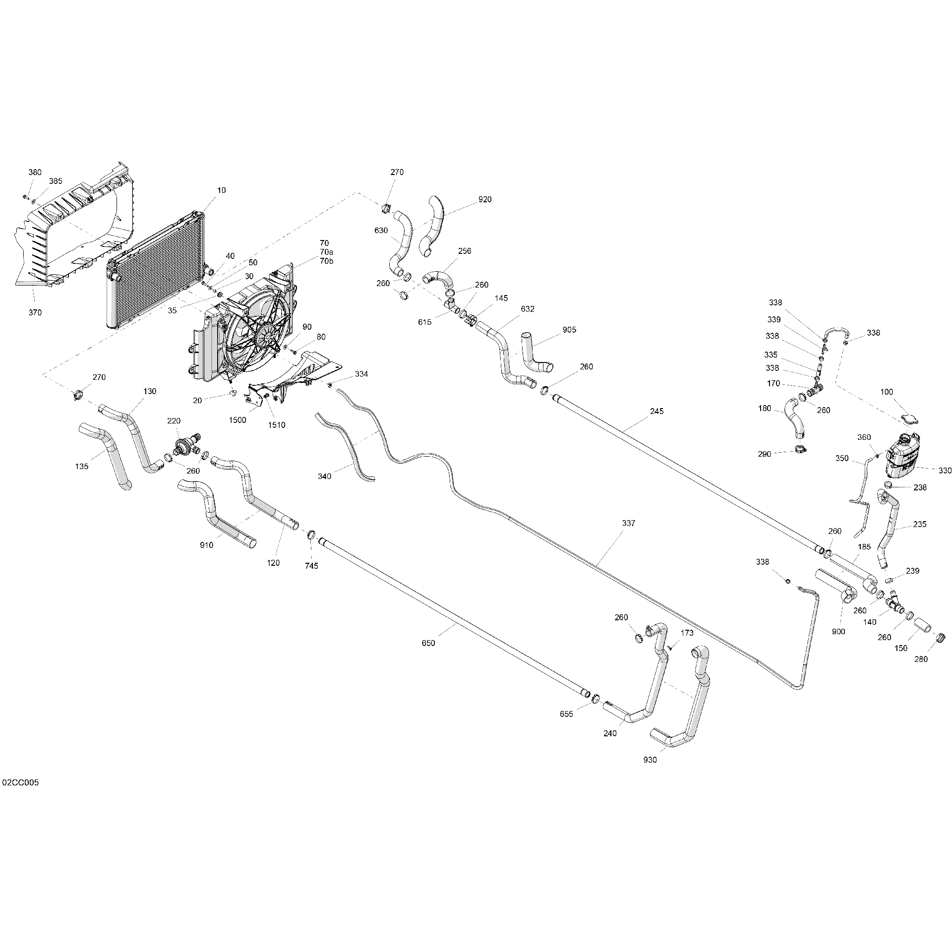 An Image of a Genuine Can-Am Parts Schematic Diagram showing the schematic - ENGINE - COOLING